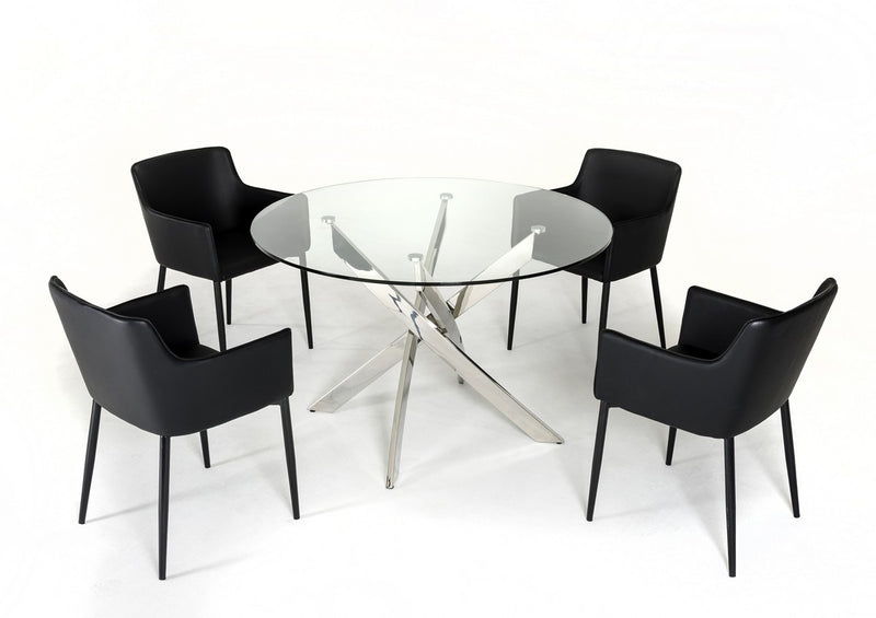 Modrest Spark Modern Clear Glass Circular Dining Table