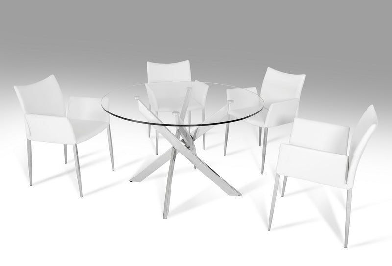 Modrest Spark Modern Clear Glass Circular Dining Table