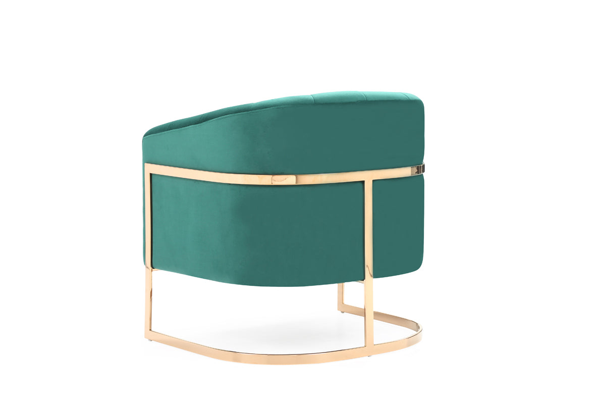Modrest Trask Modern Green Velvet & Rosegold Accent Chair