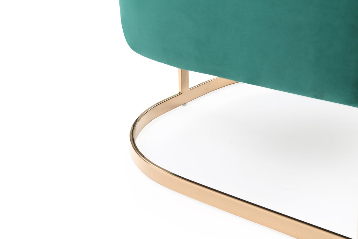 Modrest Trask Modern Green Velvet & Rosegold Accent Chair