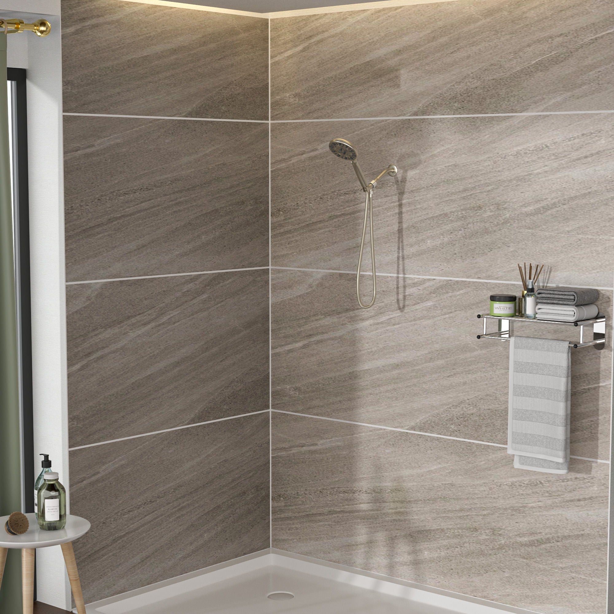 Multi Function Adjustable Hand Shower 7 Function Hand Shower, Wall Mounted - Brushed Nickel