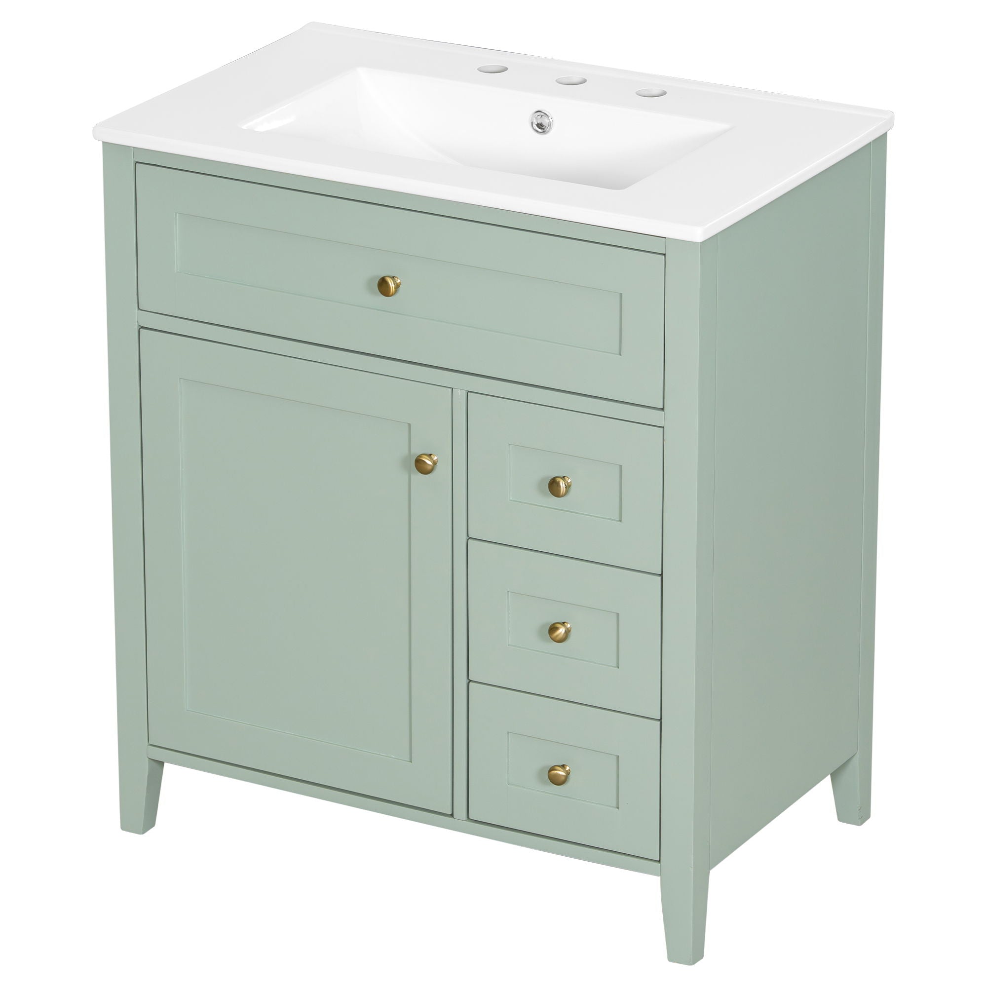 Bathroom Vanity With Sink, 3 Drawers And Adjustable Shelf