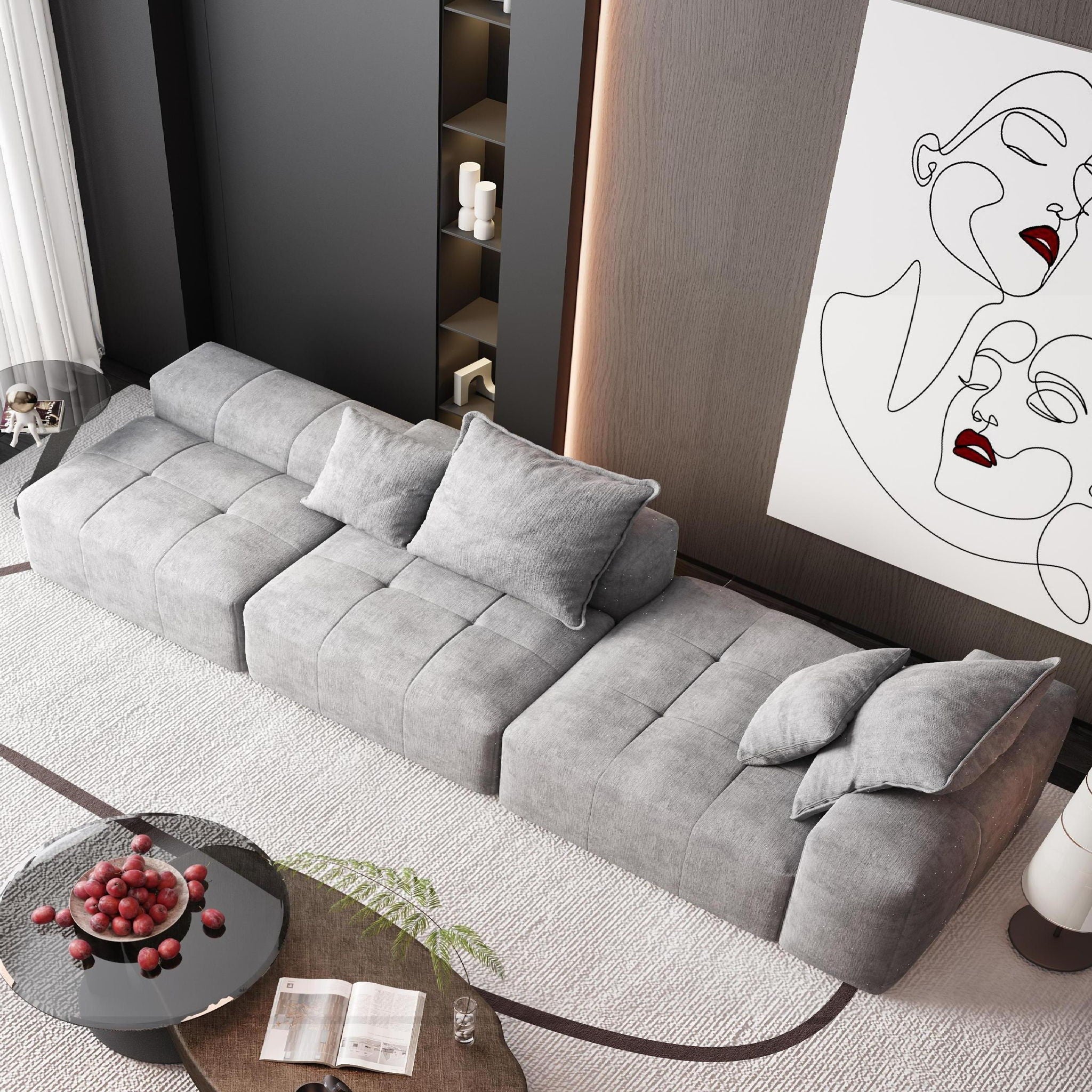 Modern Oversized Diy Combination Modular Sectional Sofa With Pillows