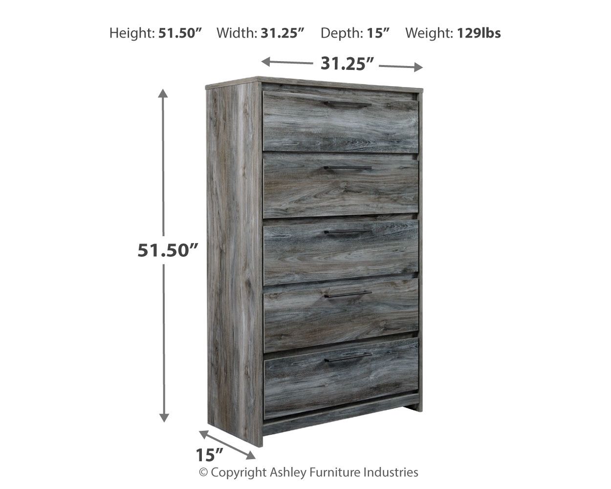 Baystorm - Five Drawer Chest