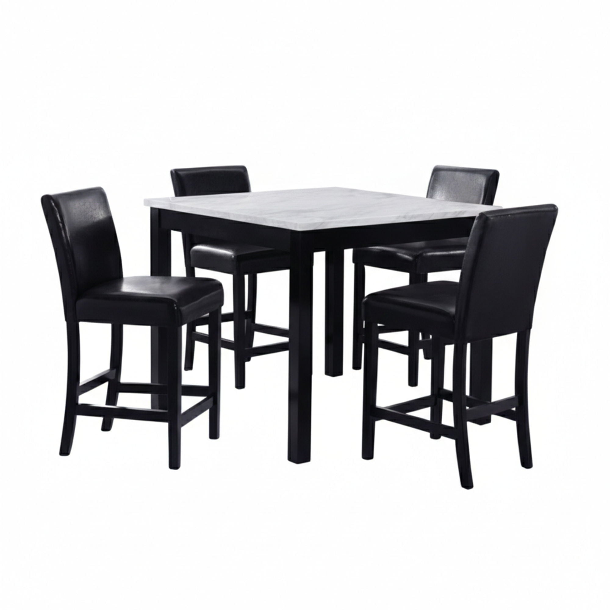 Modern 5 Piece Counter Height Dining Set With Tufted Nail Head Chairs