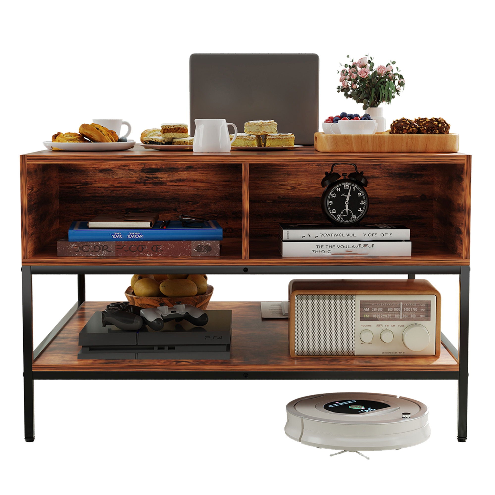 Flip-Top Coffee Table With Storage Lift-Top Design With Hidden Compartment - Black