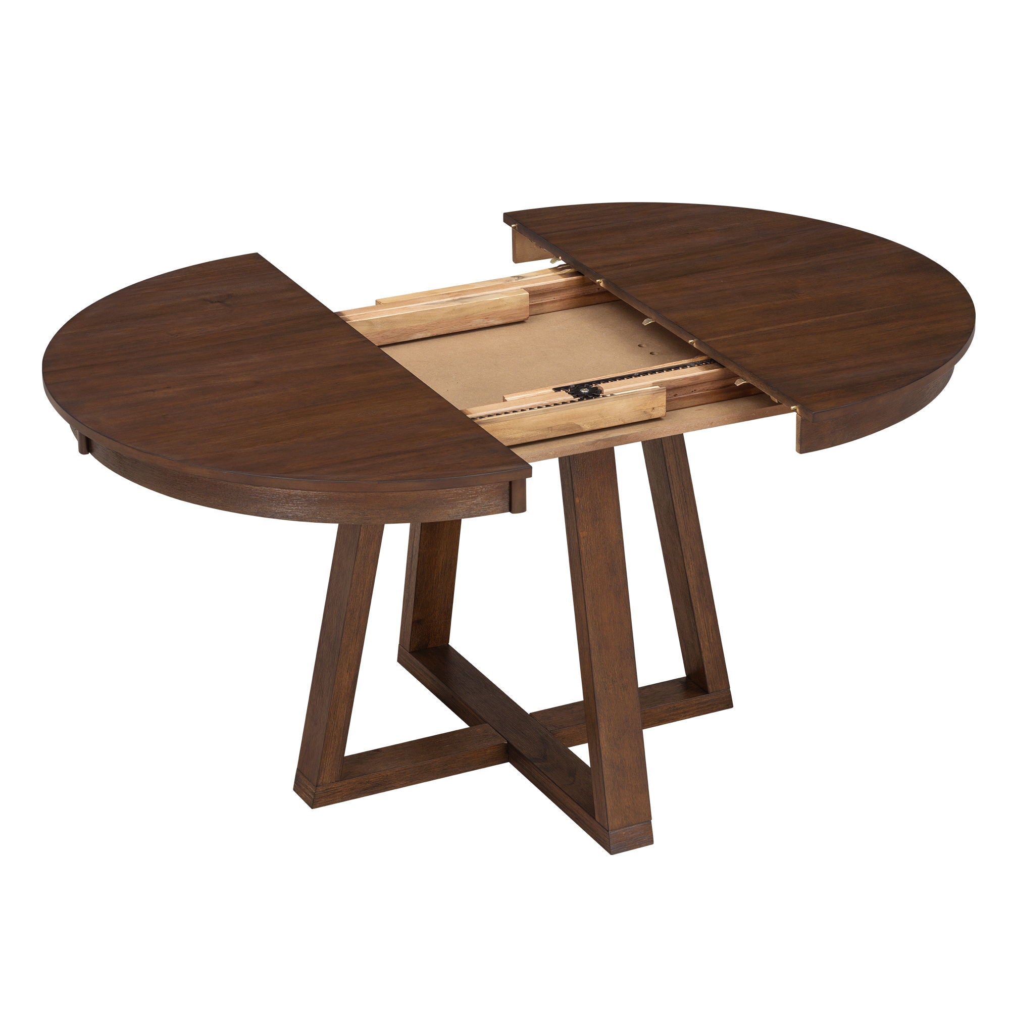 Dining Set With Leaf Round Table And 4 Upholstered Chairs