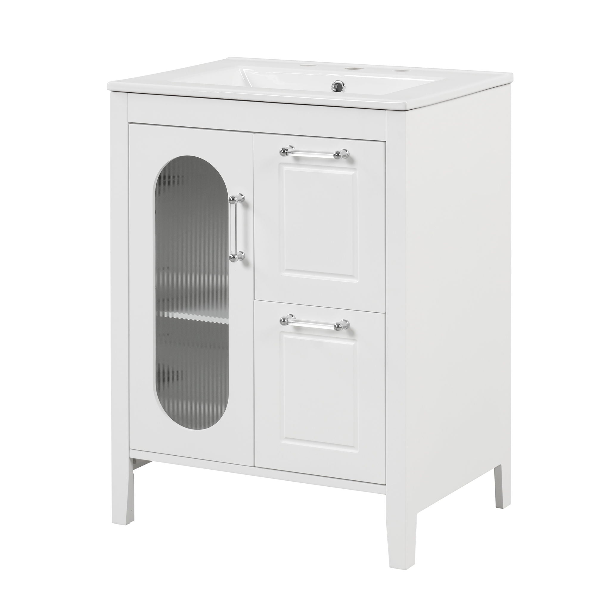 Modern Bathroom Vanity With Sink, Cabinet With 2 Drawers And Door, Adjustable Shelf