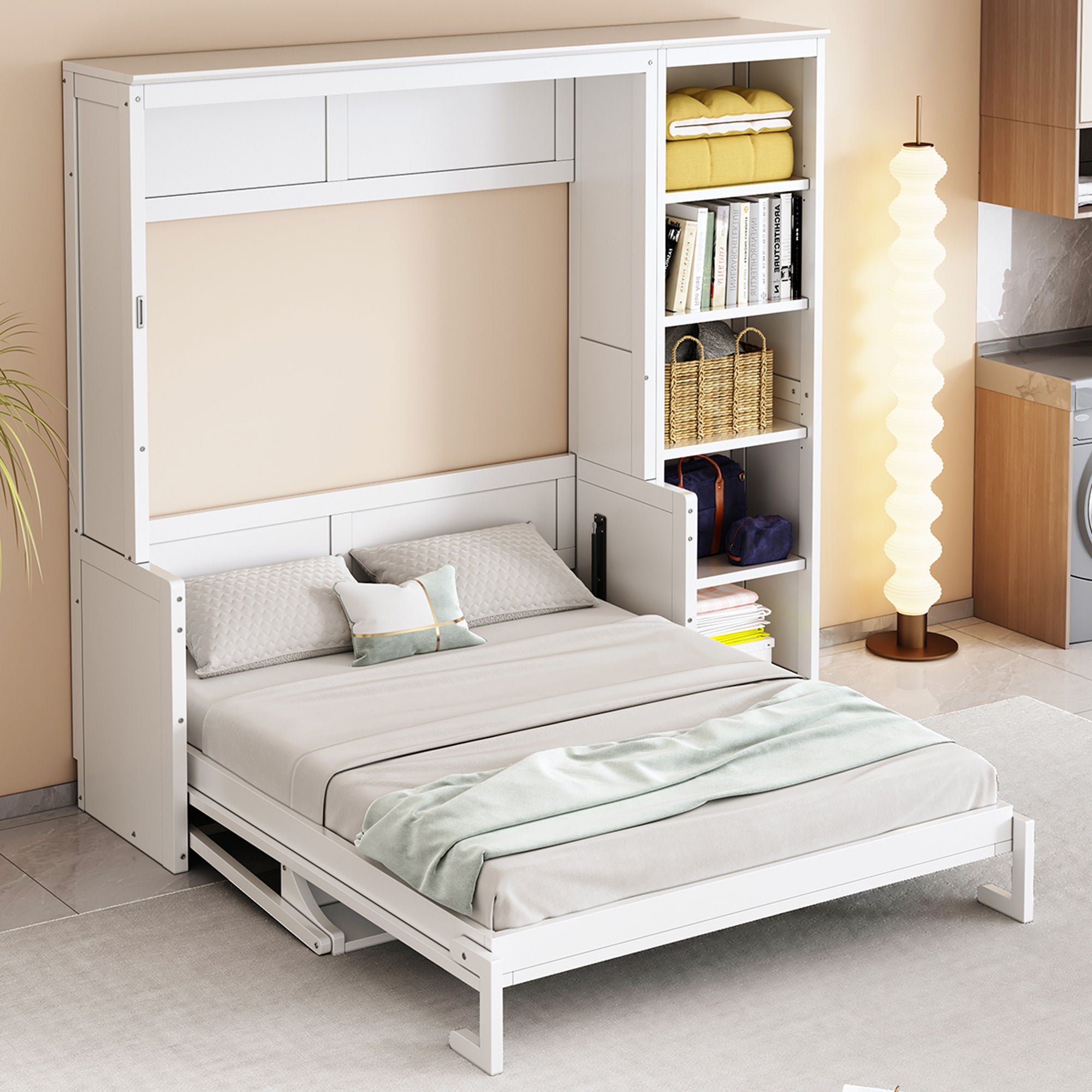 Sturdy Murphy Bed With Desk And Bookshelf