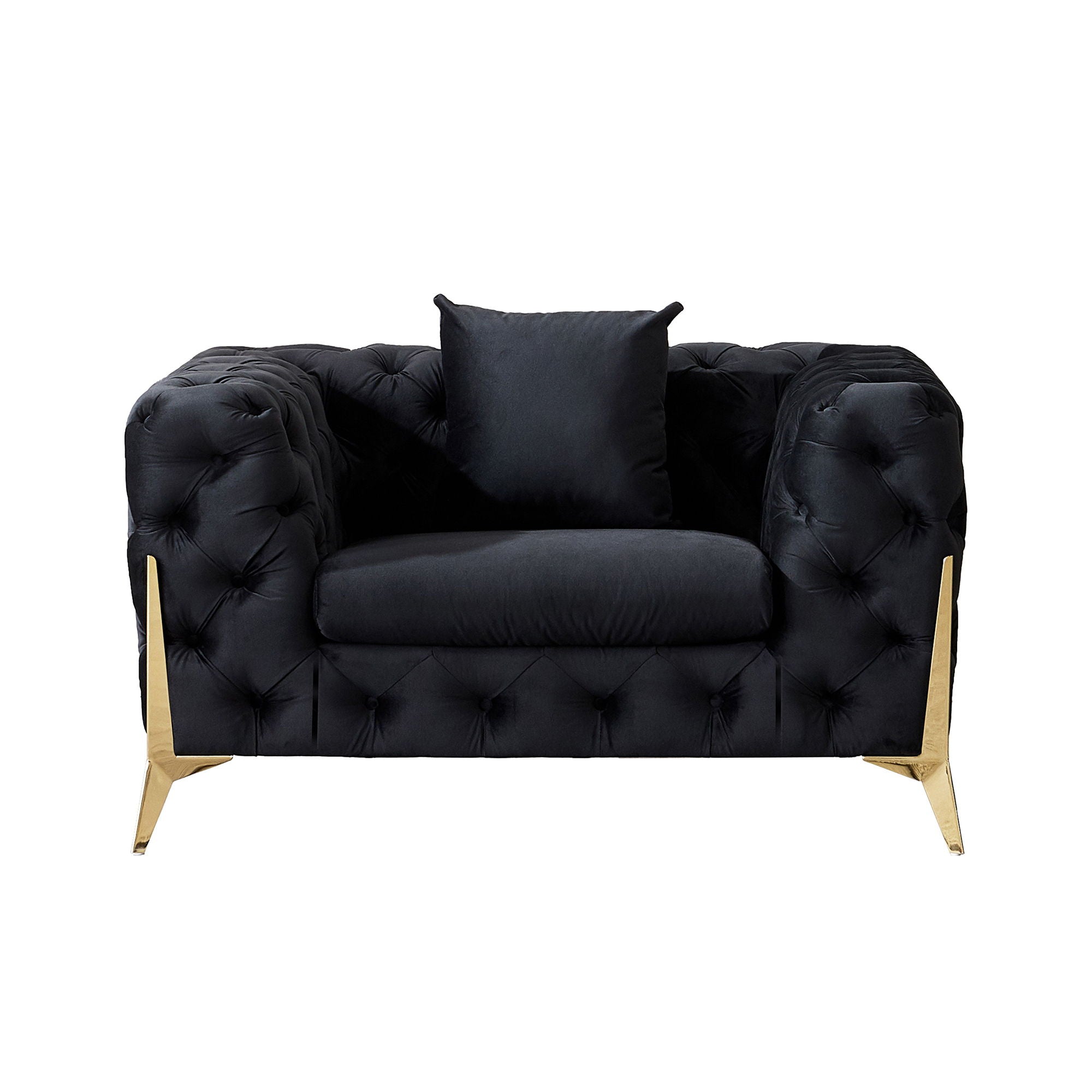 Accent Chair With Diamond Button Tufting, Matching Throw Pillow