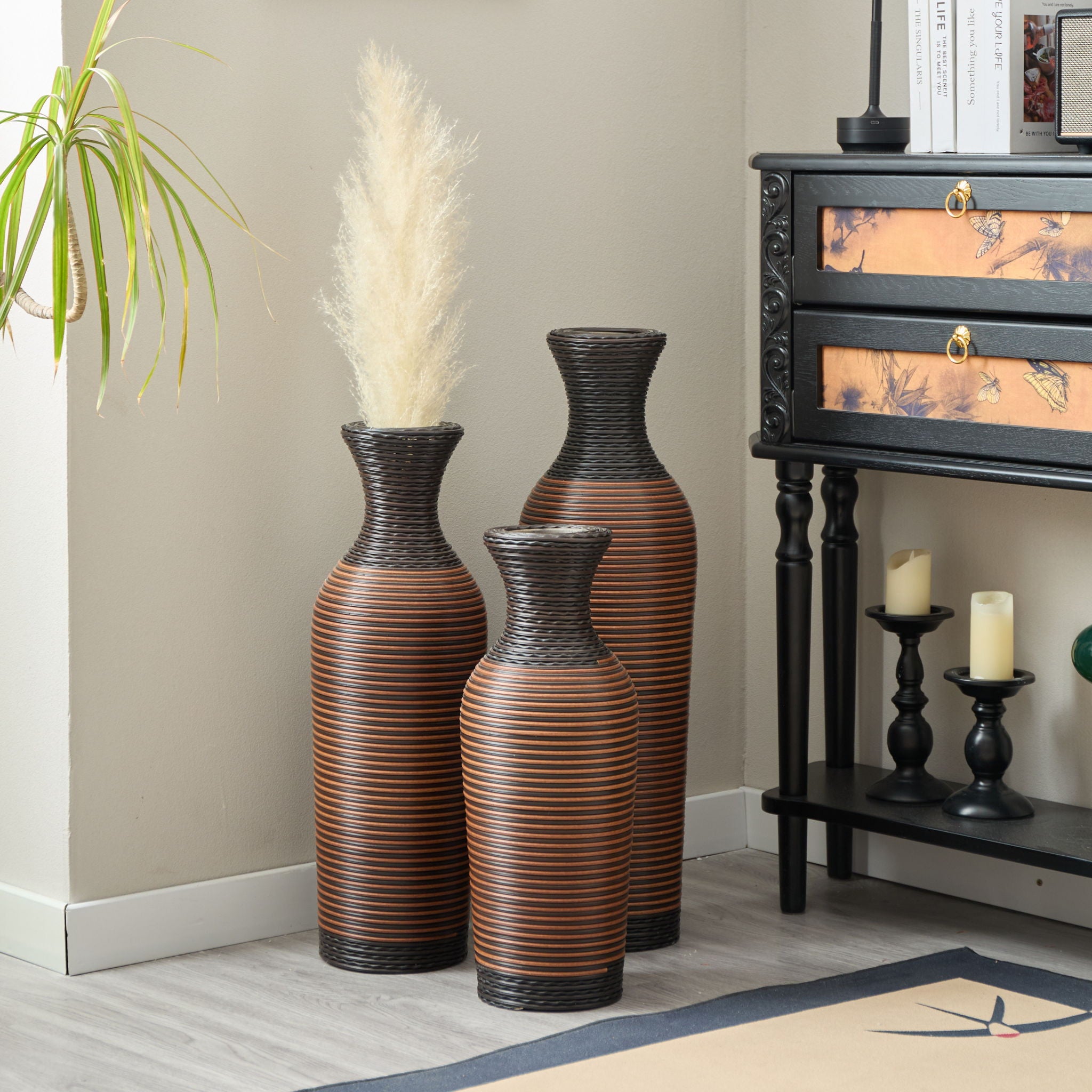 Classic And Neat Floor Vase, High Independent Flower Stand (Set of 3)