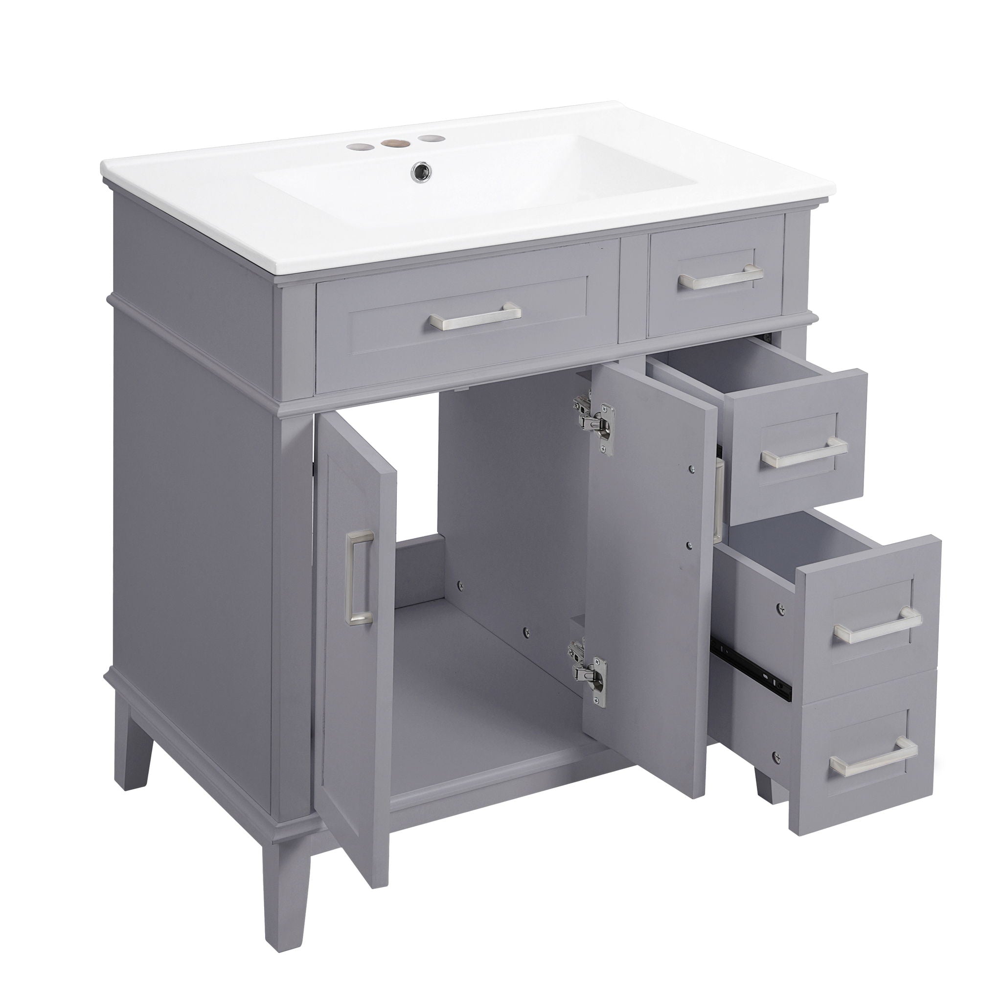 Modern Bathroom Vanity With Sink, Storage Cabinet, Soft Close Doors, Deep & Standard Drawers