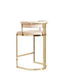 Modrest - Munith Modern Beige Velvet & Gold Counter Stool