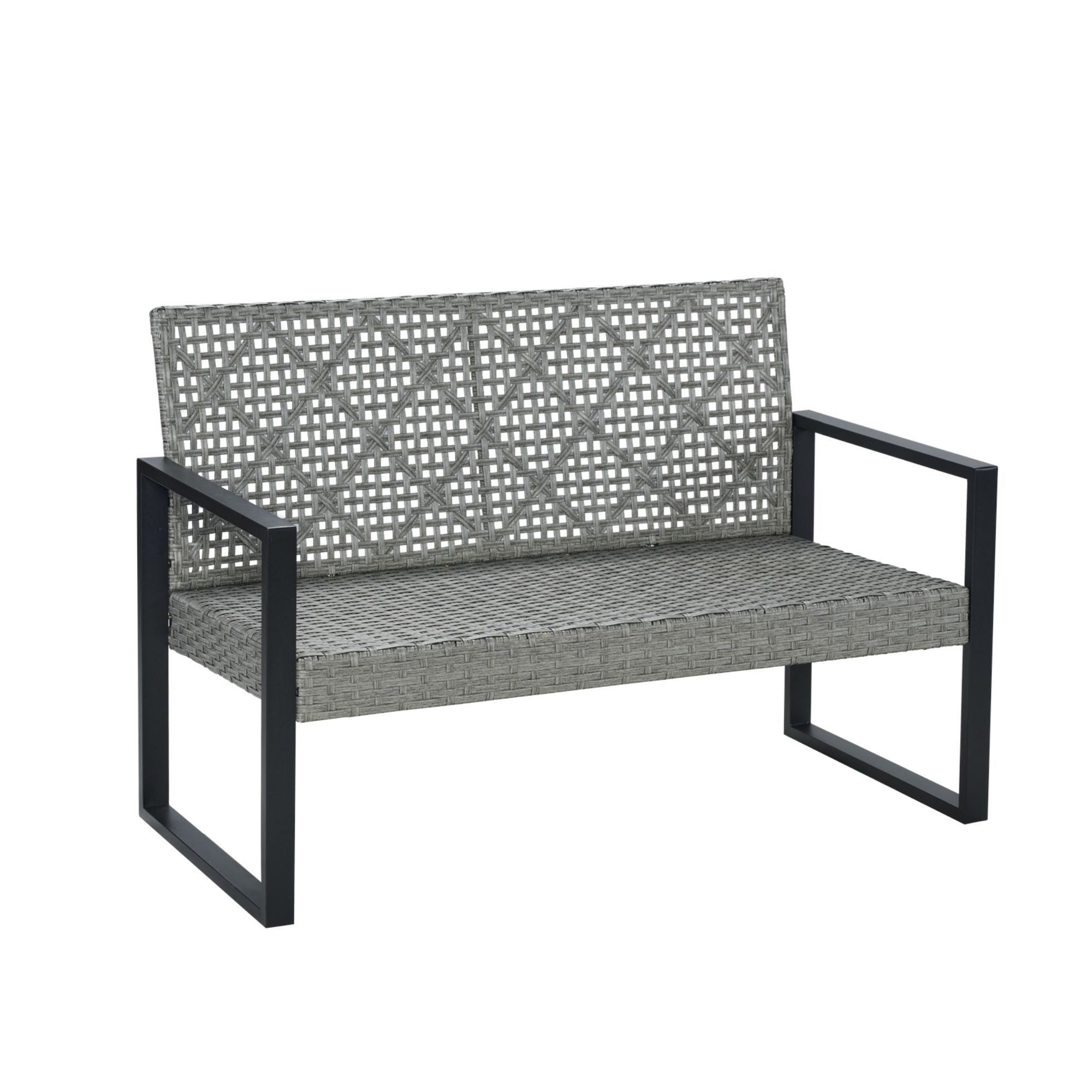 4 Piece Patio Furniture Set With Acacia Wood Table Top And Cushions