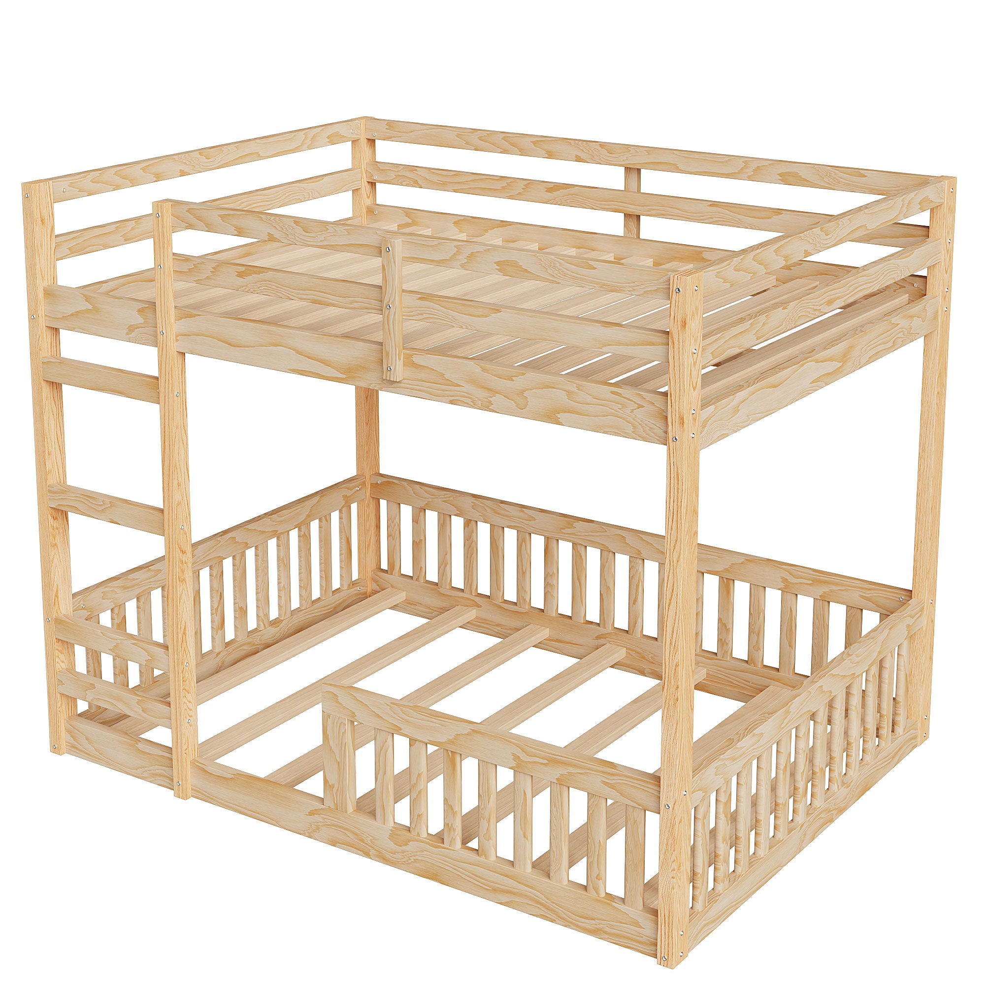 Stylish Bunk Bed With Ladder And Guardrails
