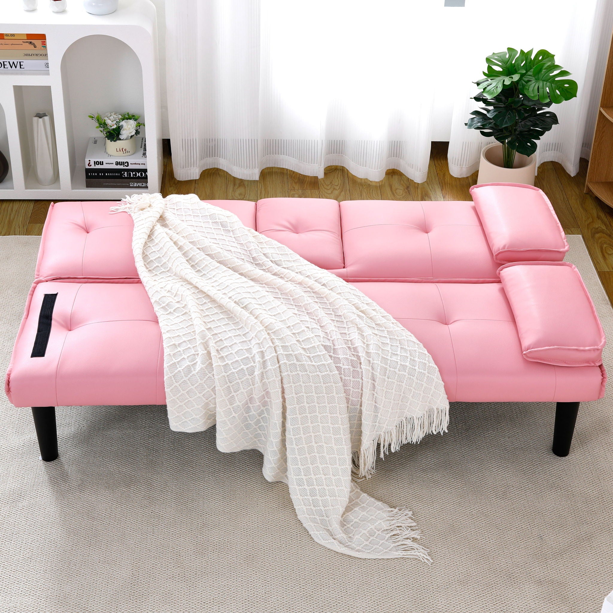Sofa Bed With Foldable Design And Cup Holder