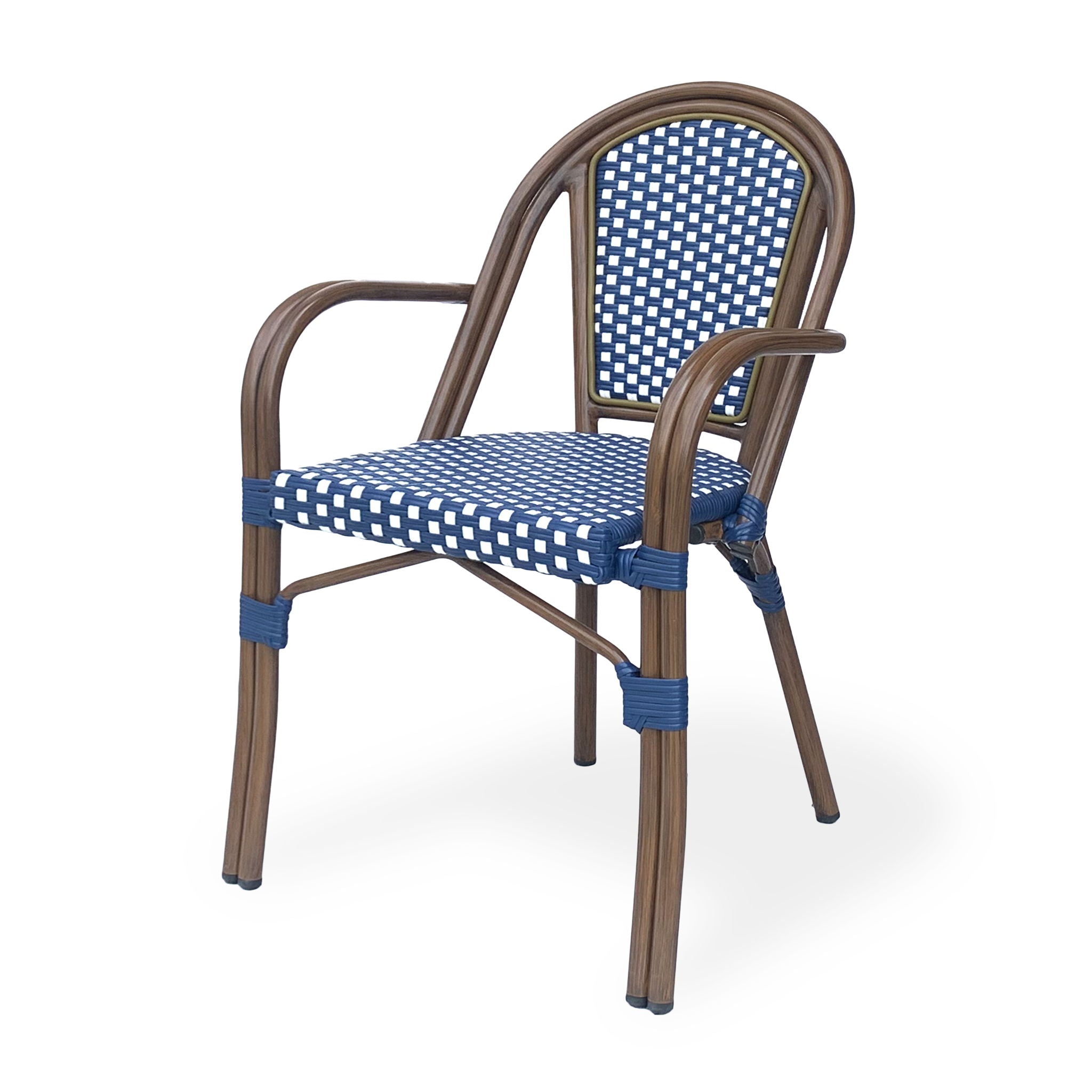 Bistro Chair With 2 Toned Checkered Pattern, (Set of 2) - White / Navy