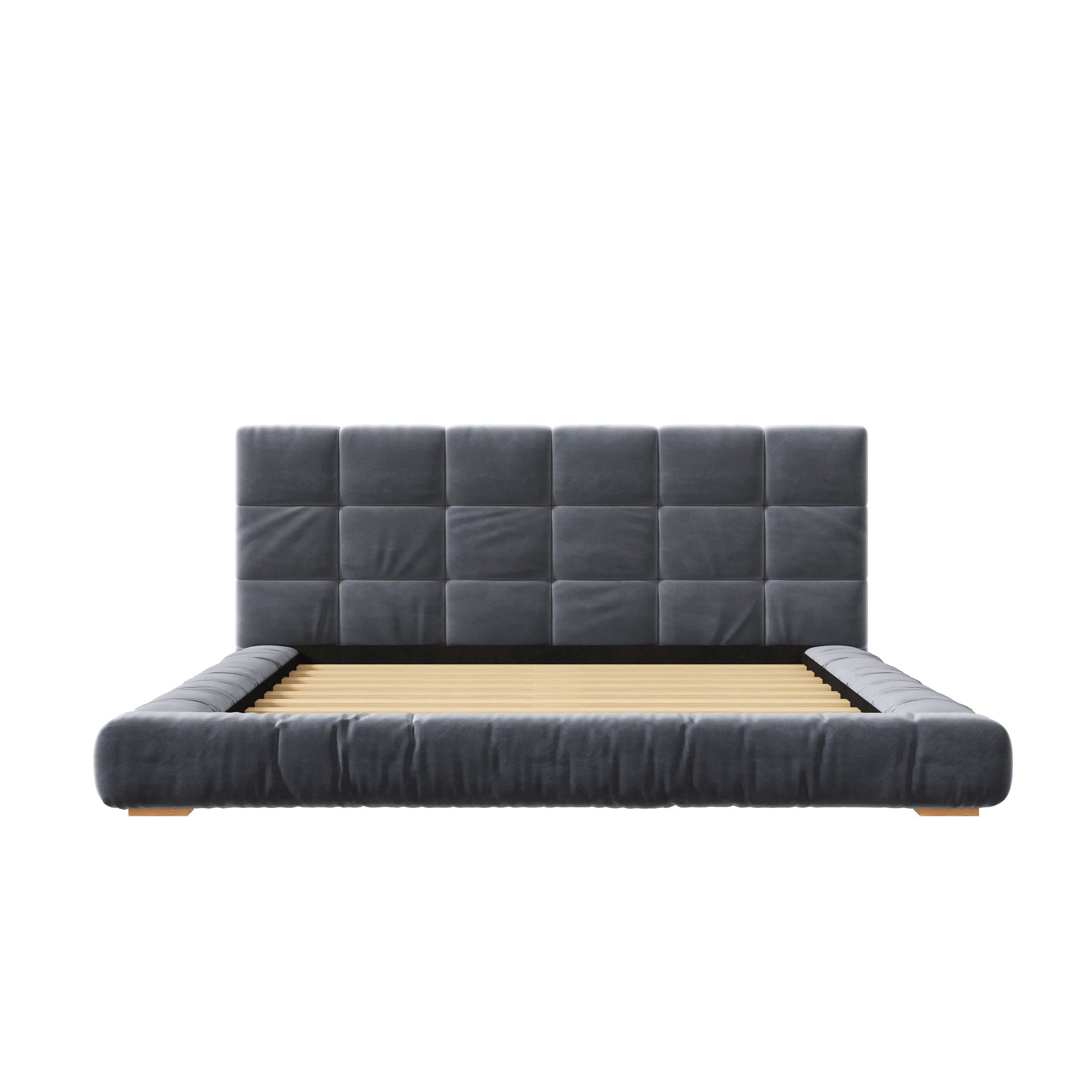 Upholstered Platform Bed Frame With Tufted Headboard