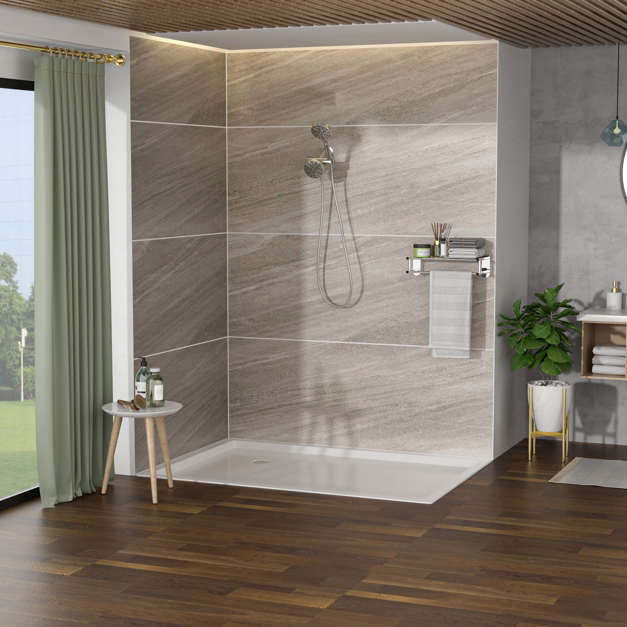 Multi Function Dual Shower Head 4.7" Rain Showerhead & 8 Function Hand Shower System - Brushed Nickel