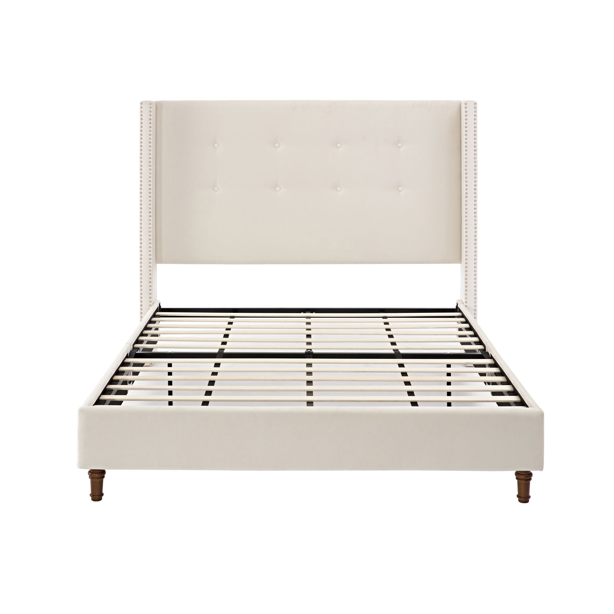 Peyton - Upholstered Bed With 54" High Headboard, Traditional Hand Buttoned Tufting