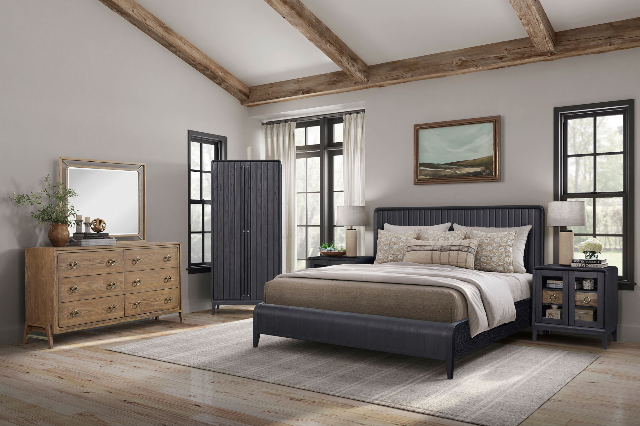 Waterfall Panel Bed & Design Elements