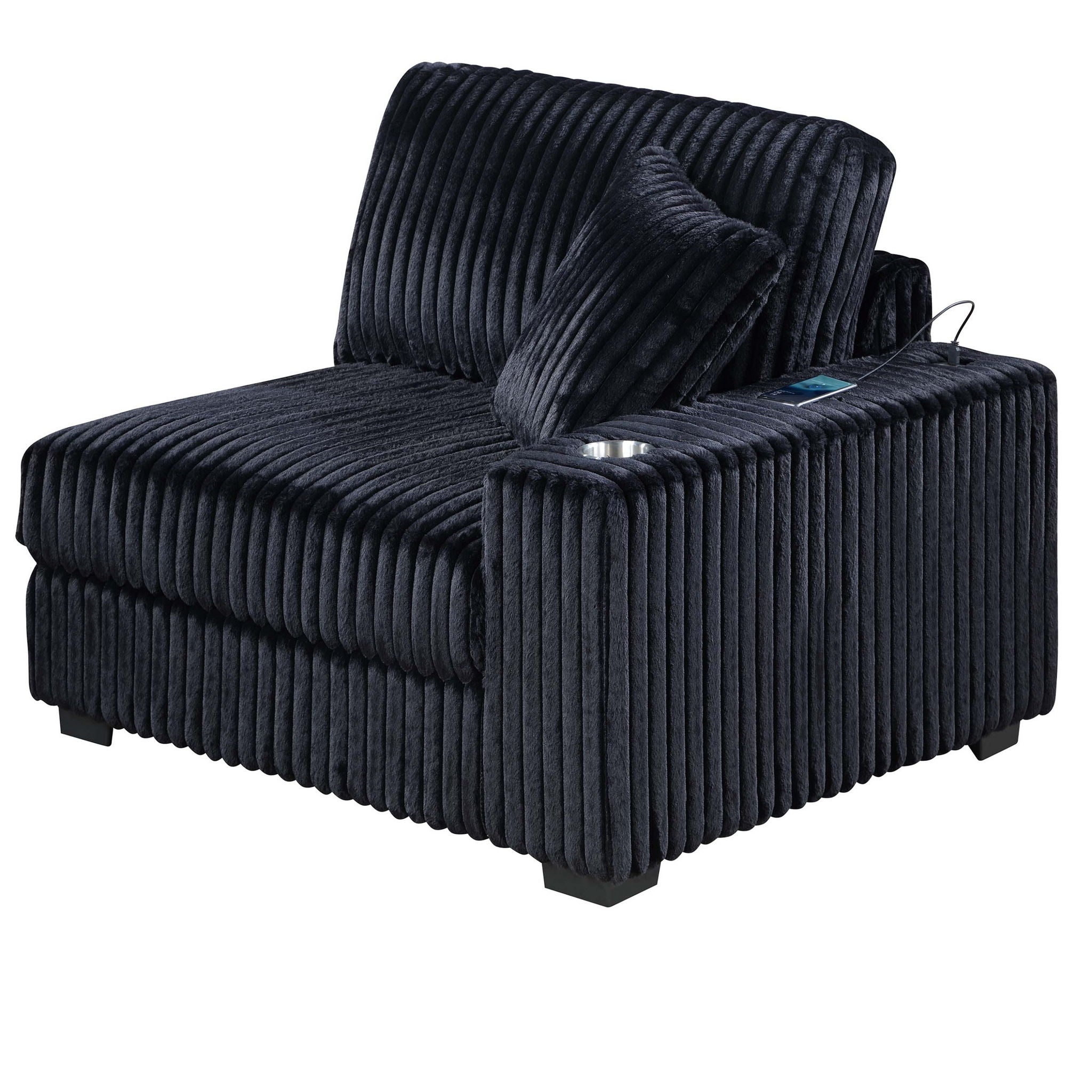 Contemporary Style Chair With Cup Holder Armrest