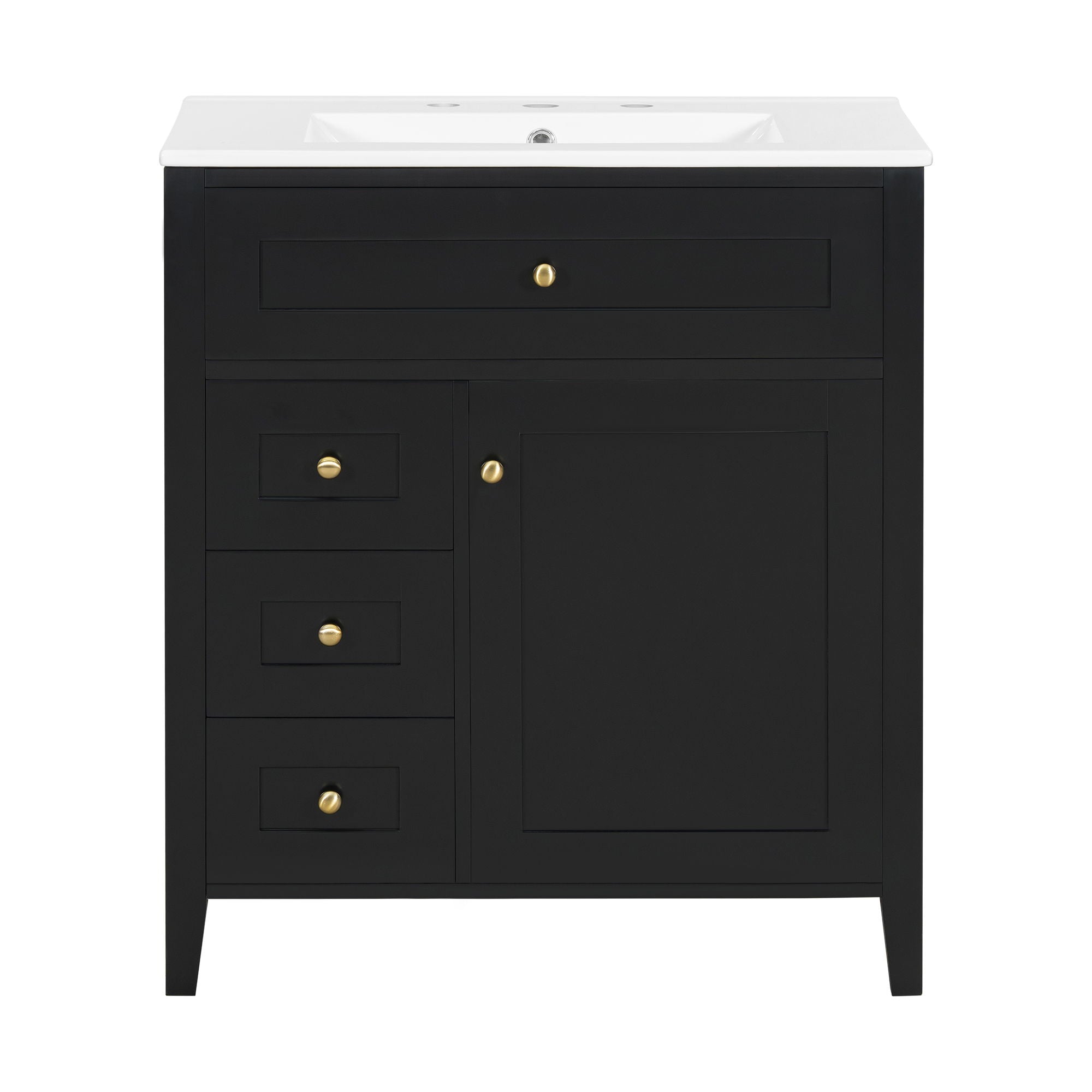Modern Bathroom Vanity With Sink, 3 Drawers And Adjustable Shelf