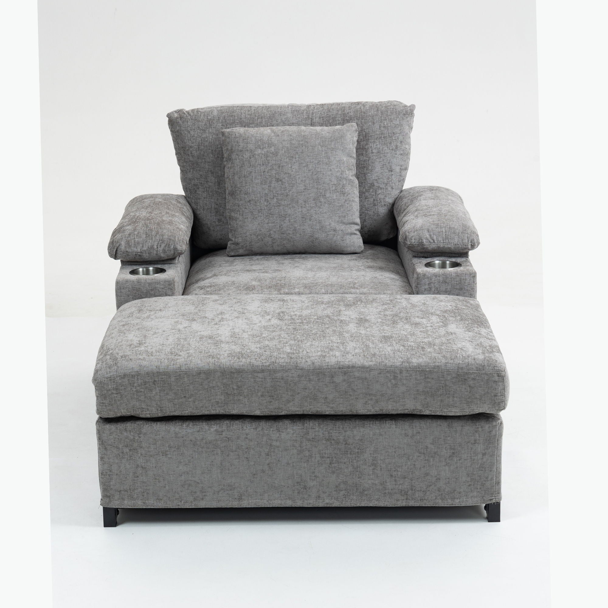 Fabric Sofa Bed With Cupholders And USB Charging Ports Chair For Living Room