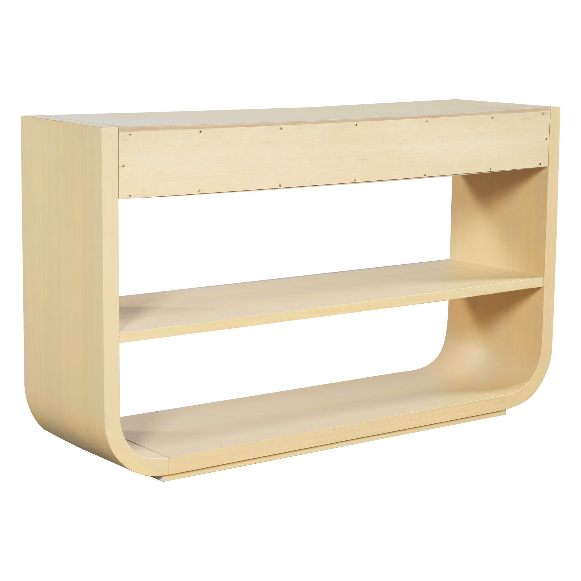 Console Table With 3 Soft Close Drawers & 2 Open Shelves - Natural