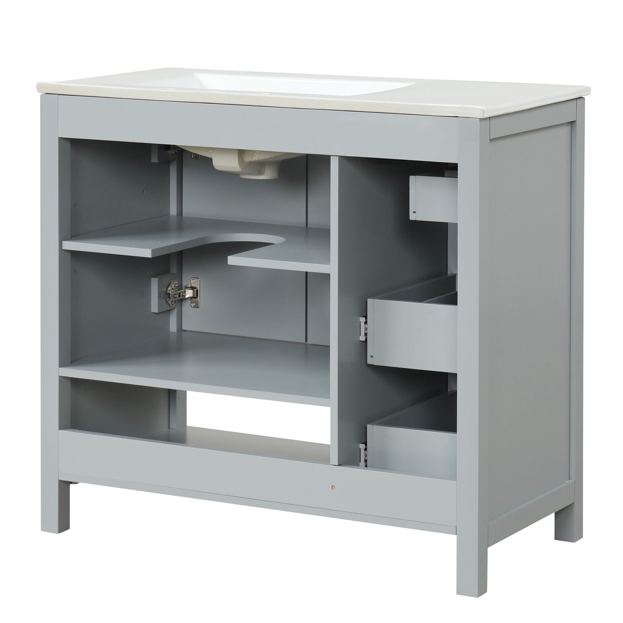 Modern Bathroom Vanity With Sink Top, 2 Doors And 2 Drawers