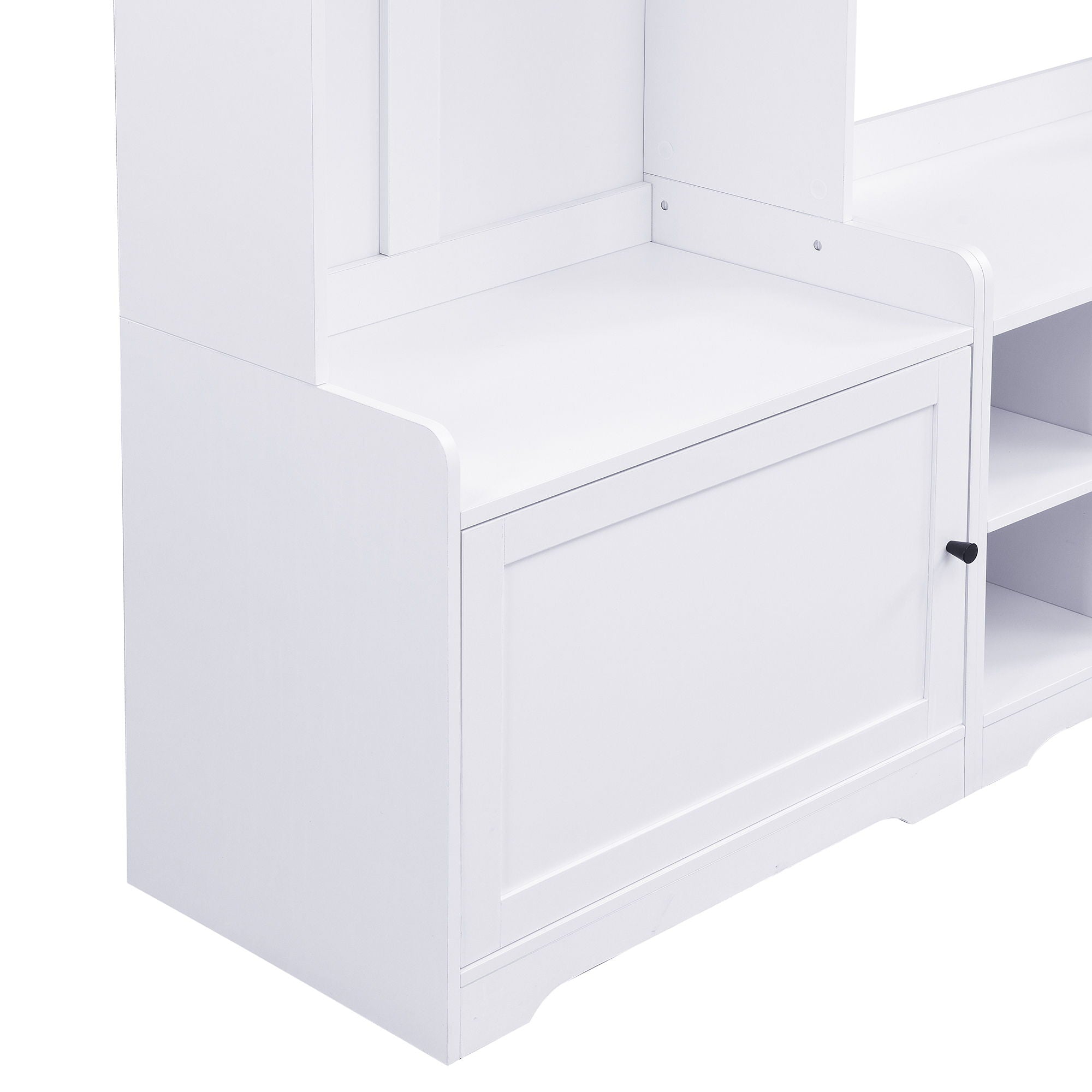 Wide Hall Tree With Shoe Storage, 4 In 1 Entryway Bench With 8 Cubbies, 7 Coat Hooks & Adjustable Shelf For Hallway - White