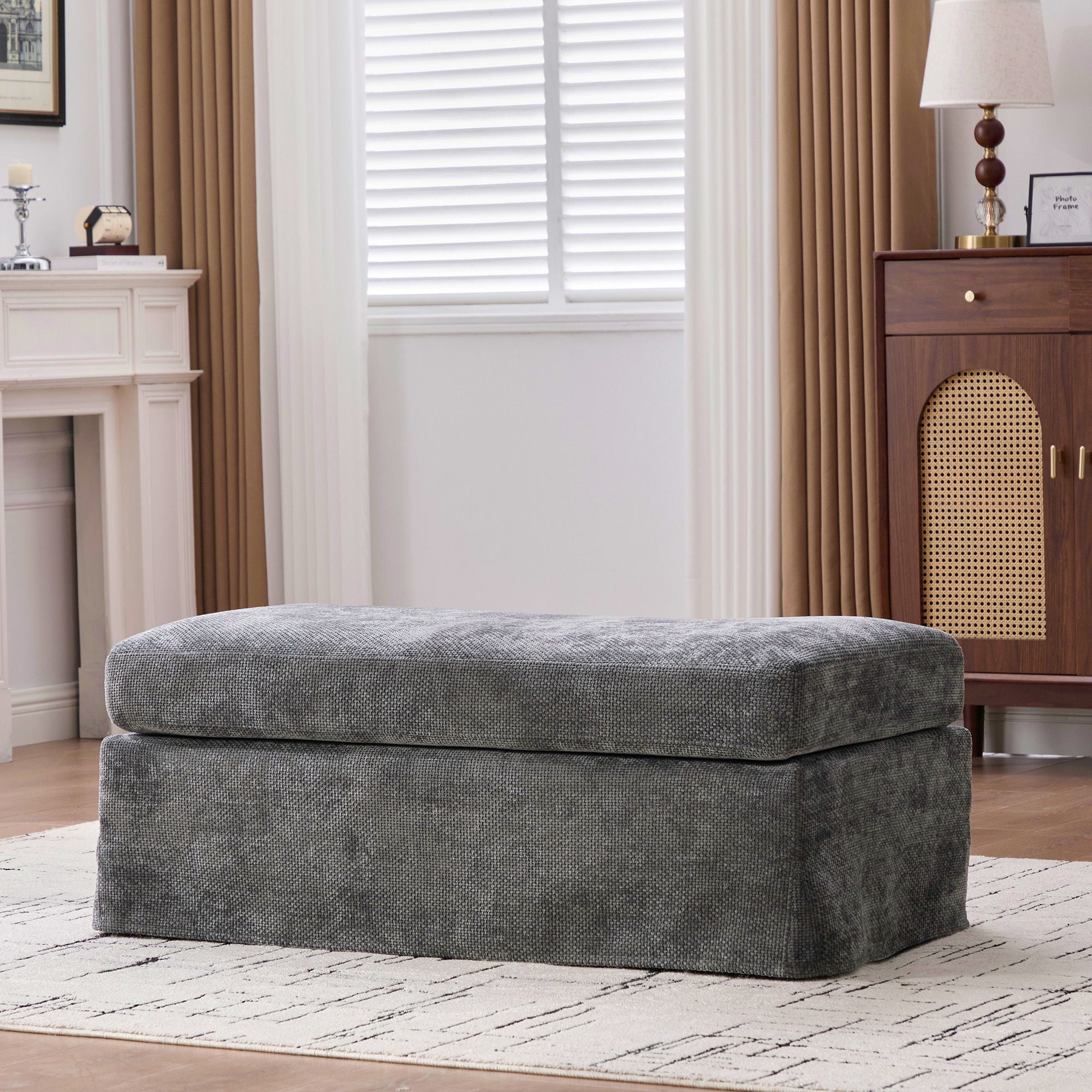 Ottoman Foot Stool With Metal Legs