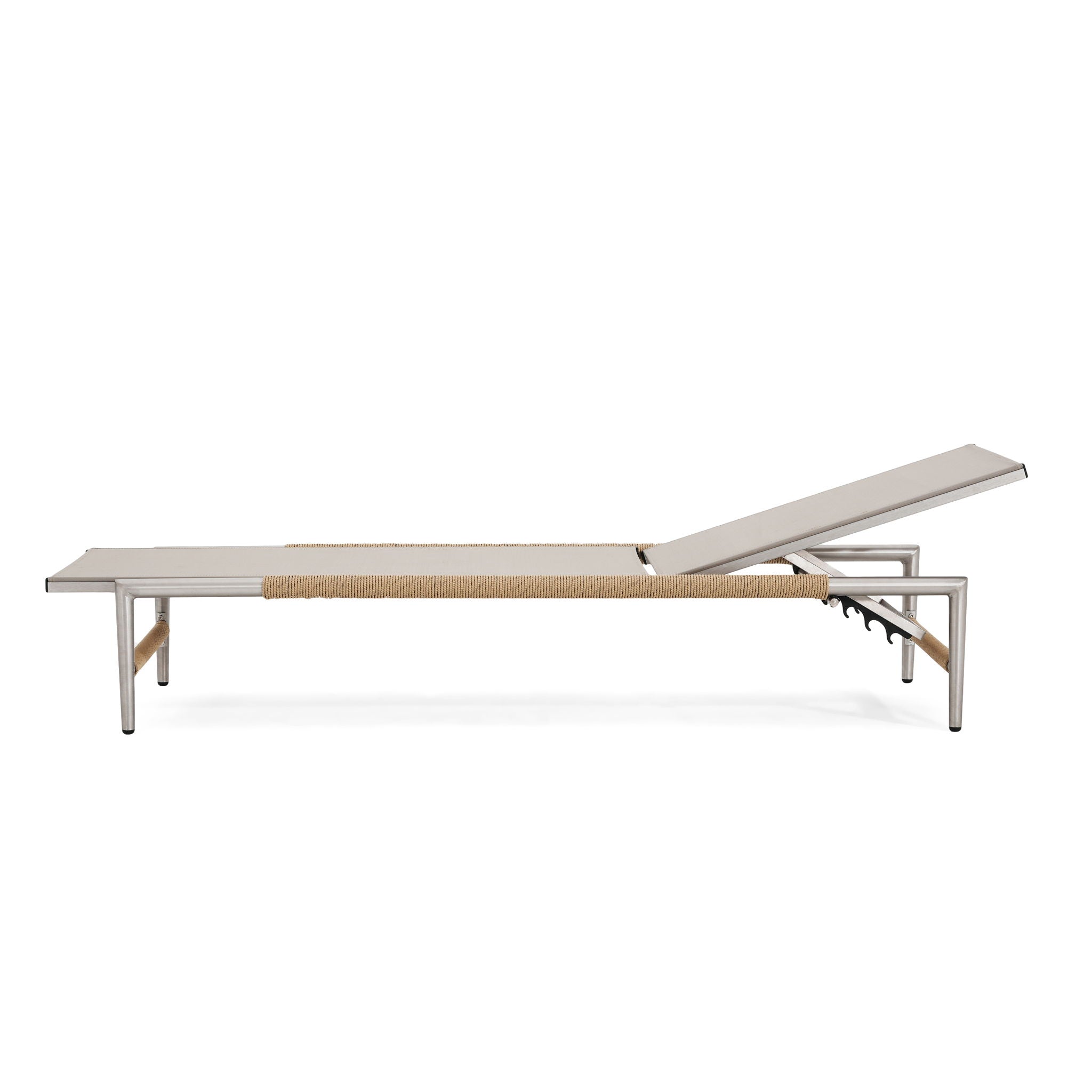Hargrove - Outdoor Patio Aluminun Chaise Lounge, Outdoor Mesh Seat - Natural / Silver