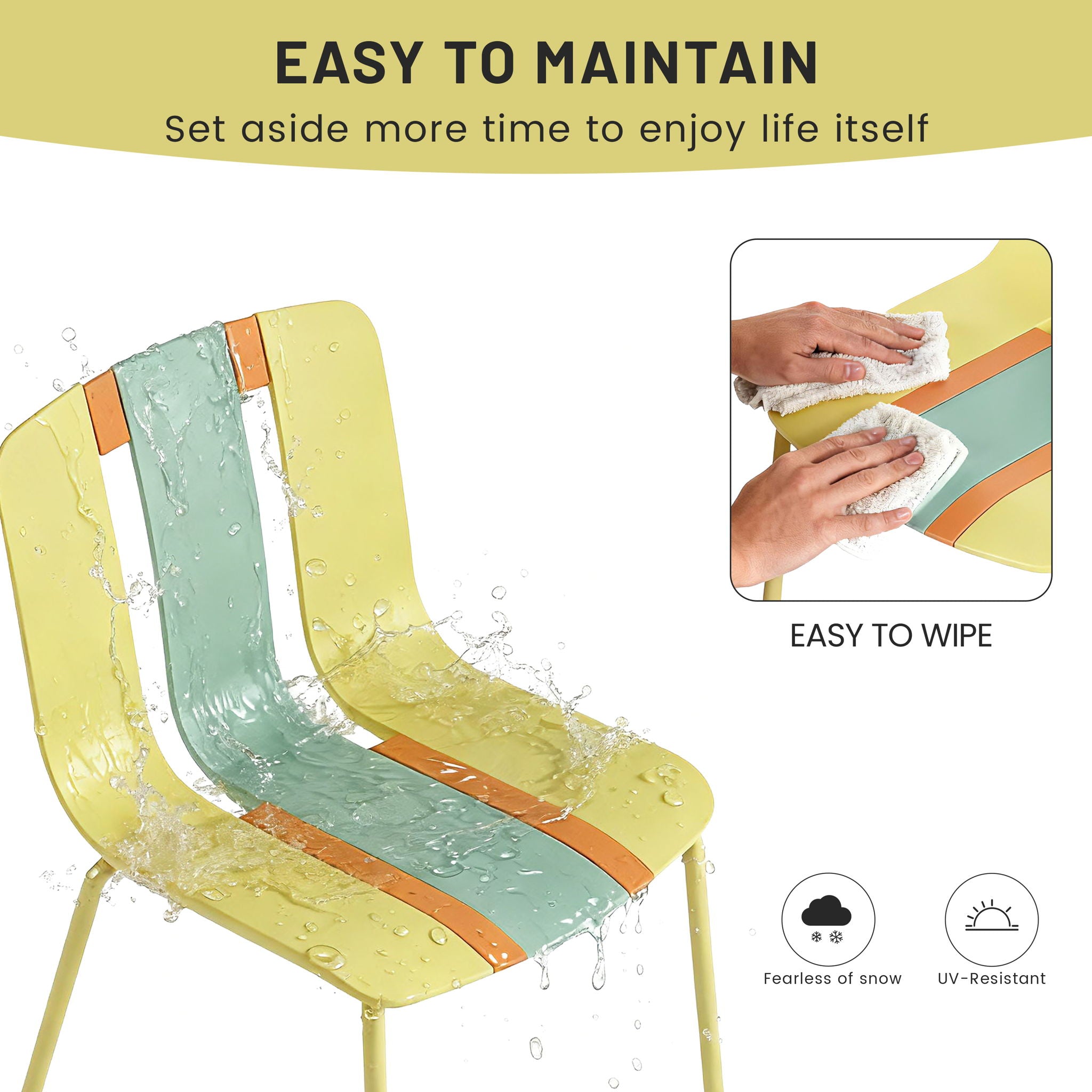 Modern Striped Blocking Single Chairs (Set of 4)