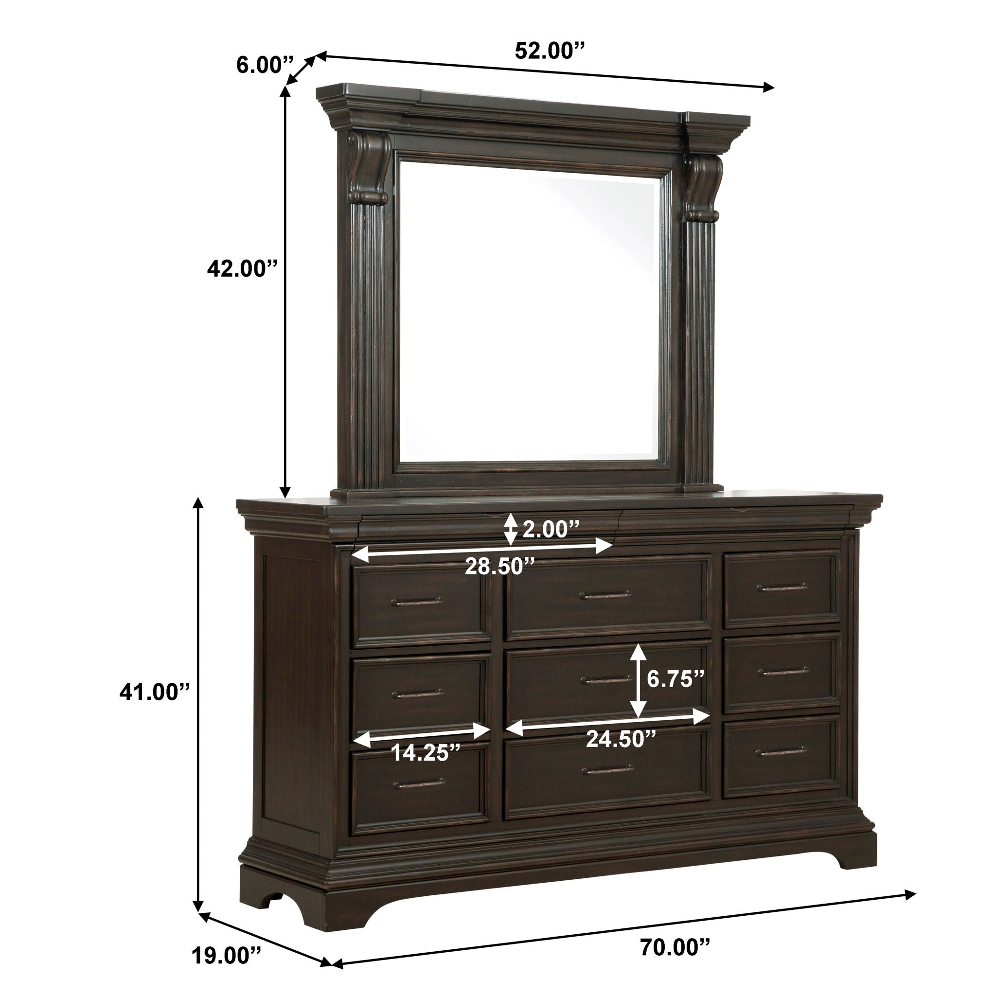 Caldwell - 11 Drawer Dresser - Brown