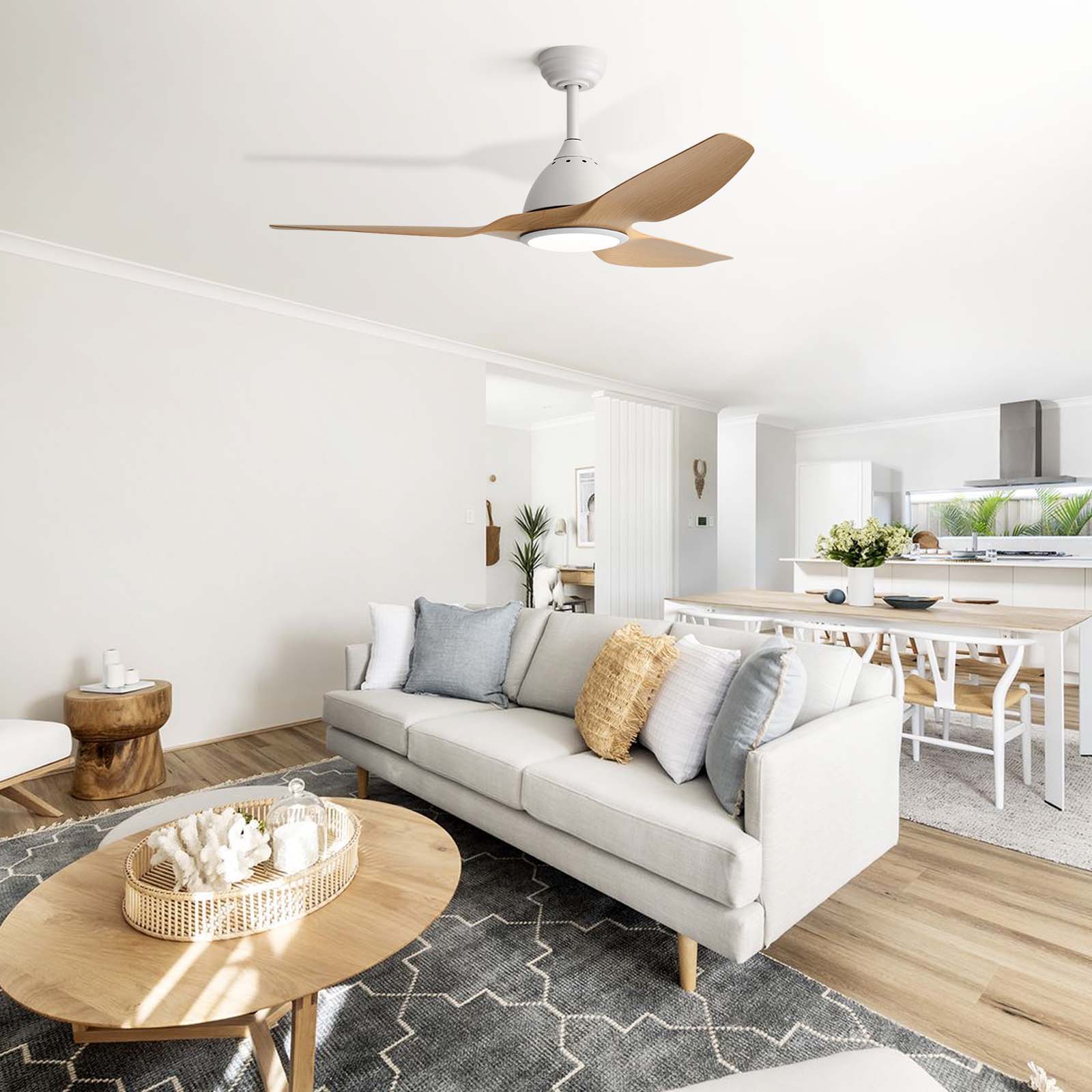 Bredoom Ceiling Fan With Remote Control And LED Light, Blades, Reversible DC Motor For Indoor / Outdoor Use