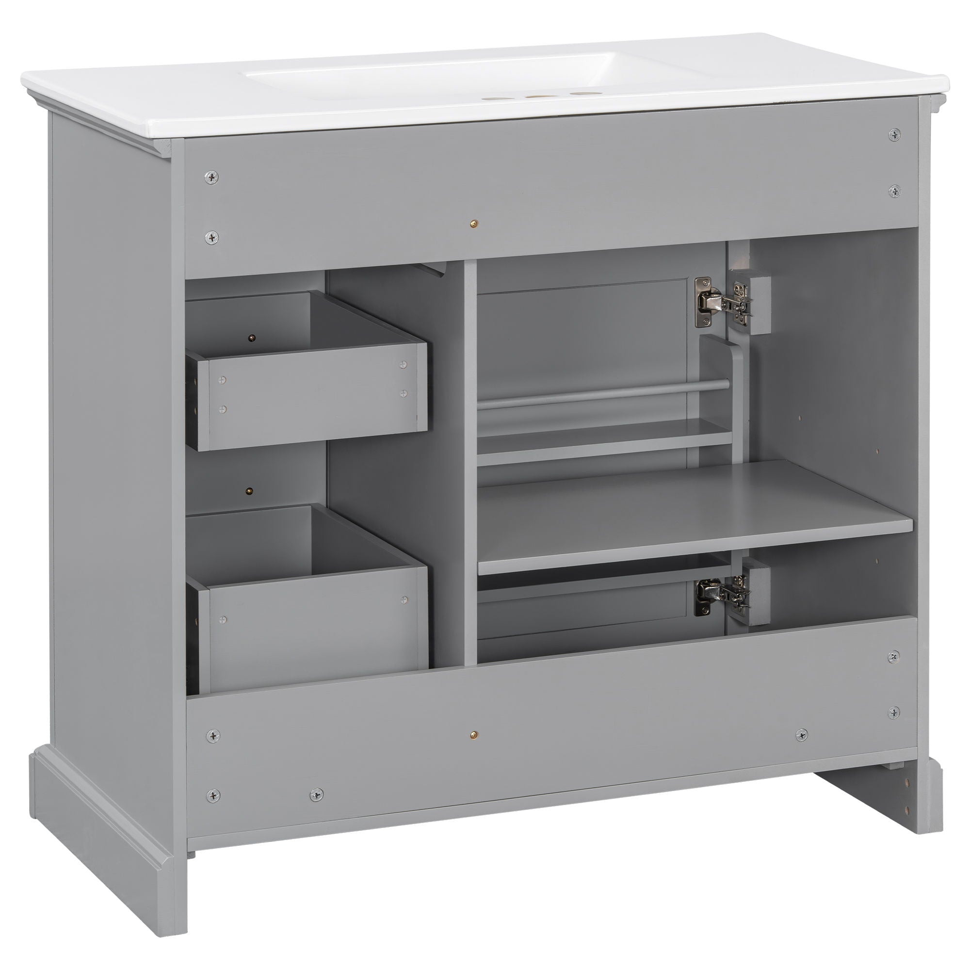 36" Bathroom Vanity With Sink, 2 Tip-Out Drawers, Soft Close Hinges