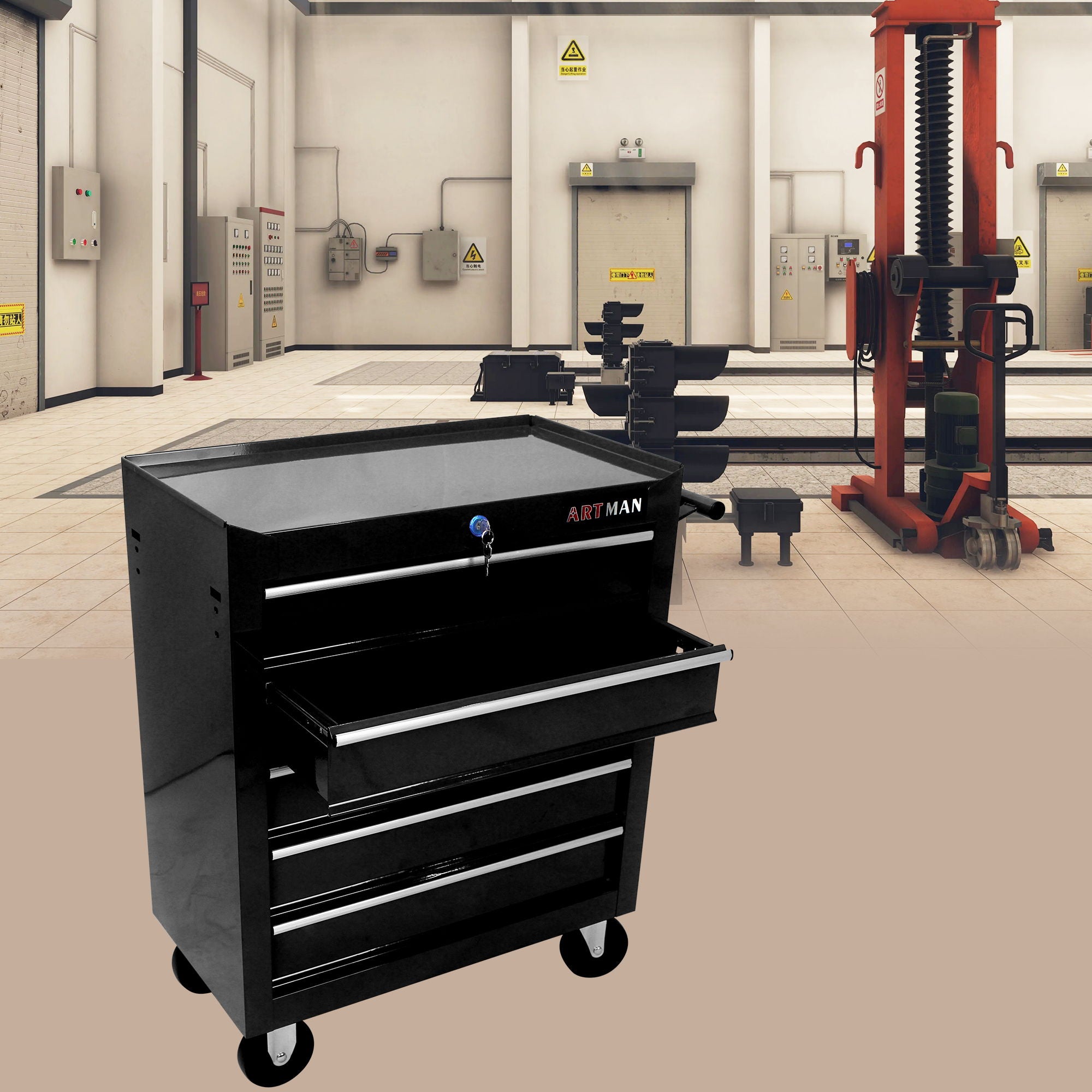 Multifunctional Tool Cart With Wheels And Drawers