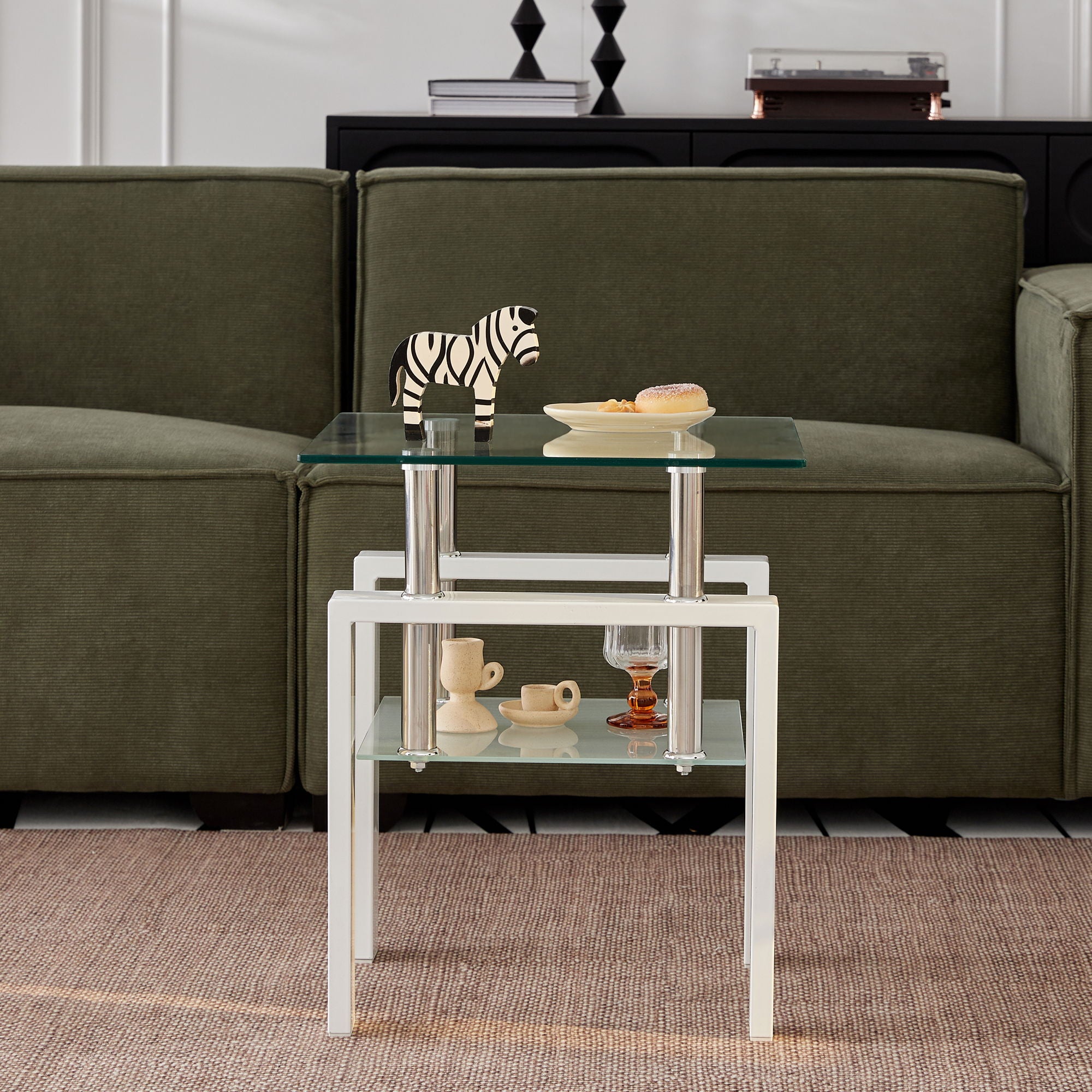 Tempered Glass Table With Storage