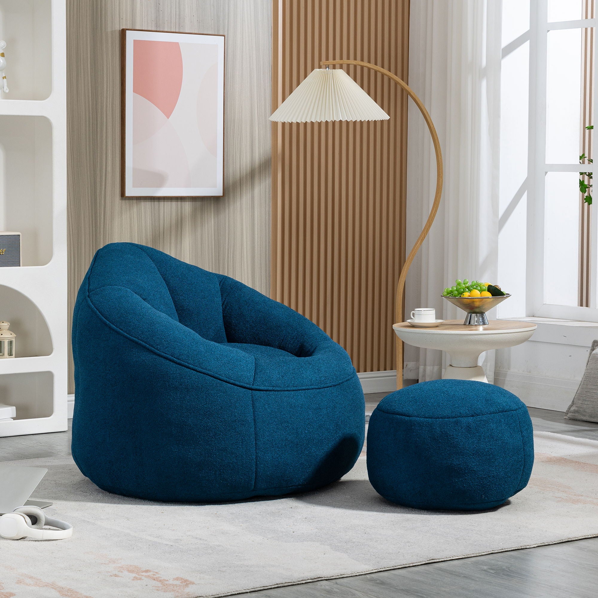 Bedding Bean Bag Sofa Chair High Pressure Foam With Footrest