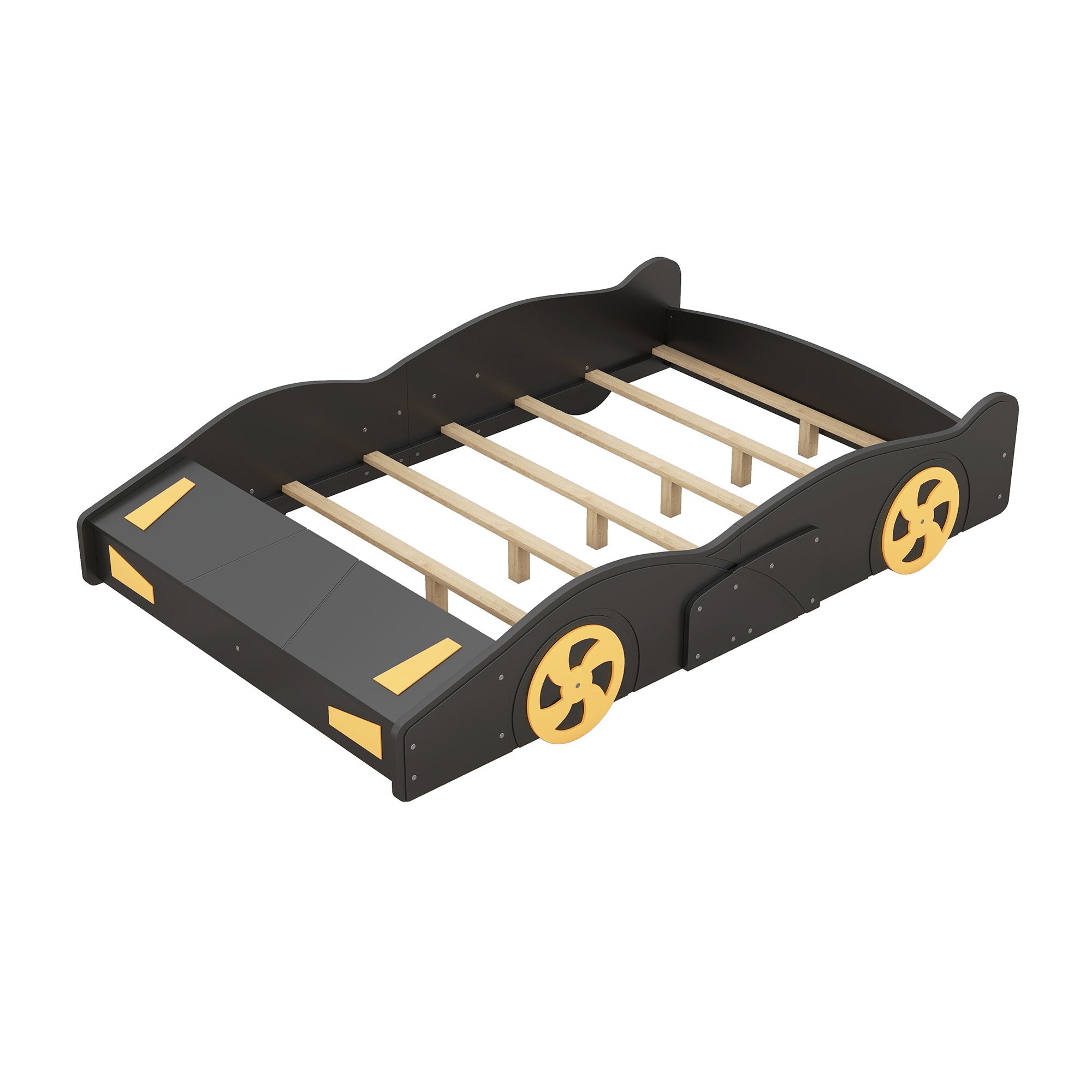 Race Car Shaped Platform Bed With Wheels And Storage