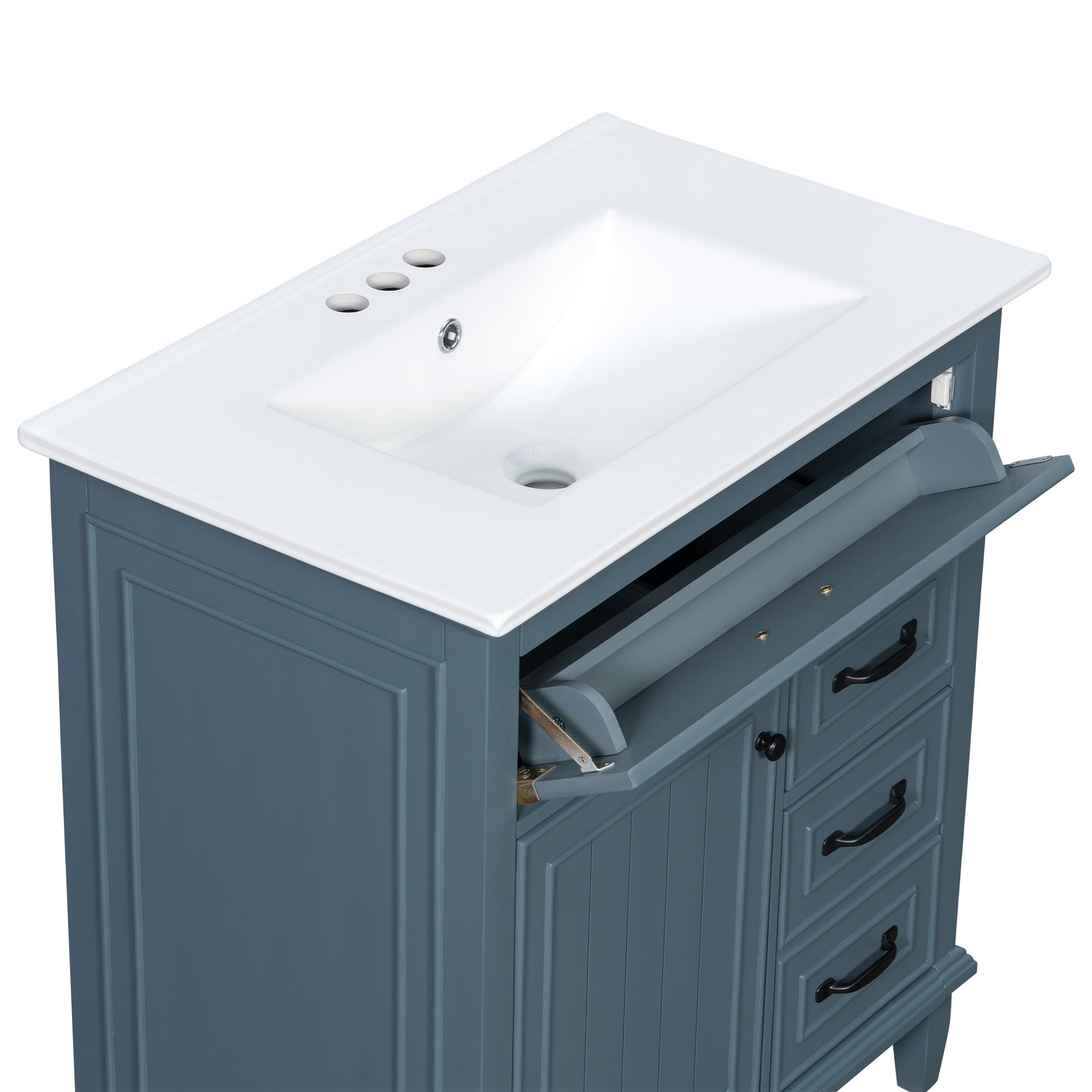 Bathroom Vanity With Sink Top, Flip Drawers, Adjustable Shelf