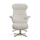 Divani Casa Abrons - Mid-Century Modern Light Grey Leather Lounge Chair & Ottoman