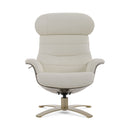 Divani Casa Abrons - Mid-Century Modern Light Grey Leather Lounge Chair & Ottoman