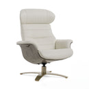 Divani Casa Abrons - Mid-Century Modern Light Grey Leather Lounge Chair & Ottoman
