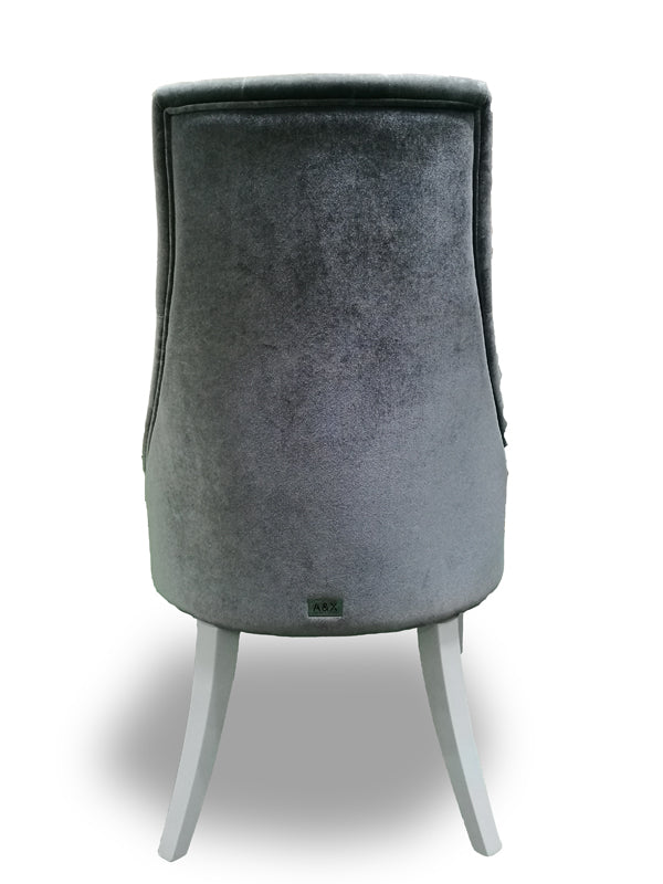 Charlotte - Grey Velour & White High Gloss Dining Chair (Set of 2)