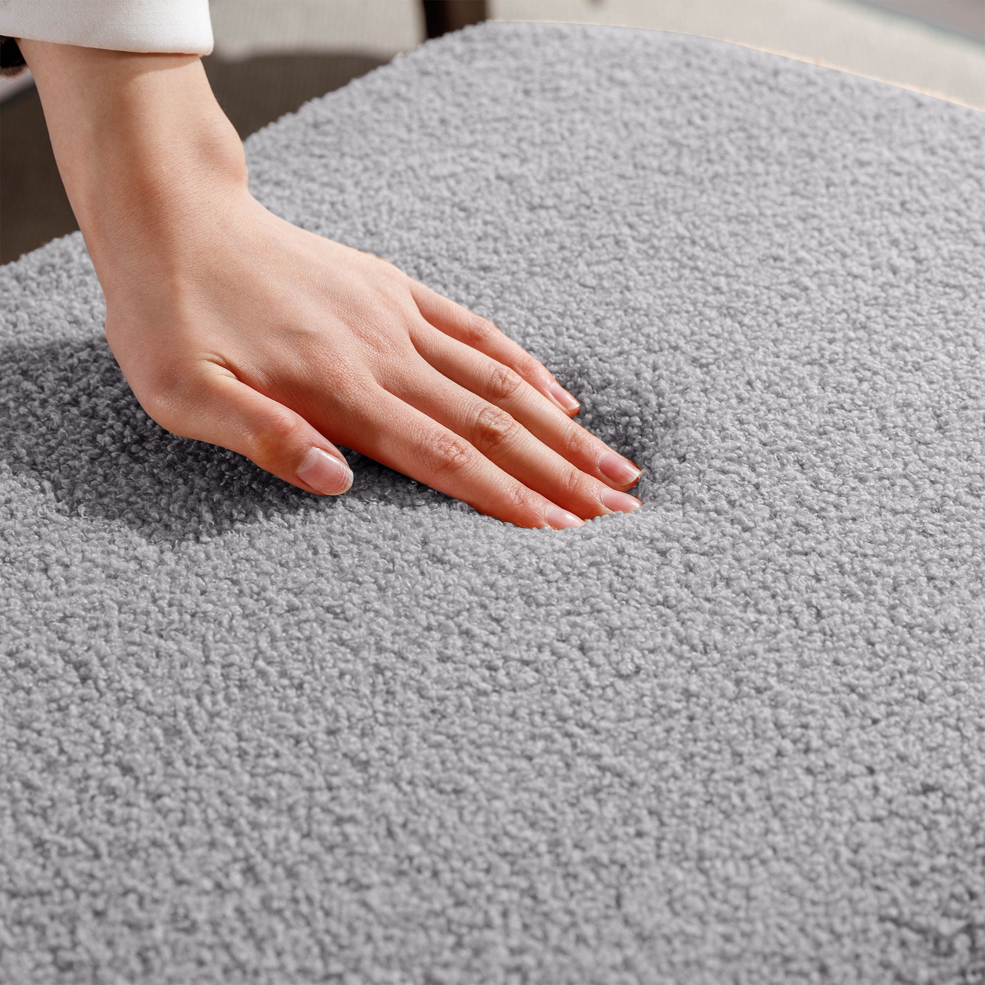 Storage Ottoman Bench For End Of Bed Legs, Modern Camel Faux Fur Entryway Bench Upholstered Padded With Storage For Living Room Bedroom