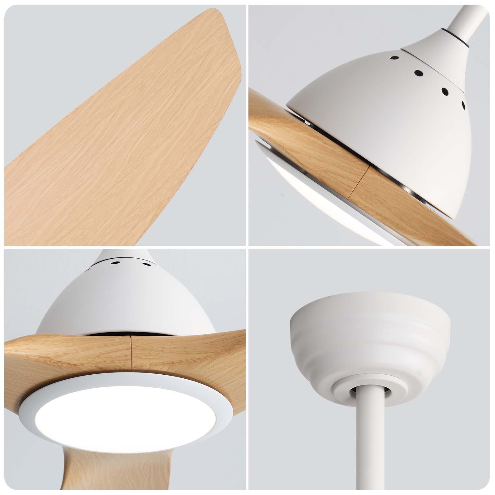 Bredoom Ceiling Fan With Remote Control And LED Light, Blades, Reversible DC Motor For Indoor / Outdoor Use