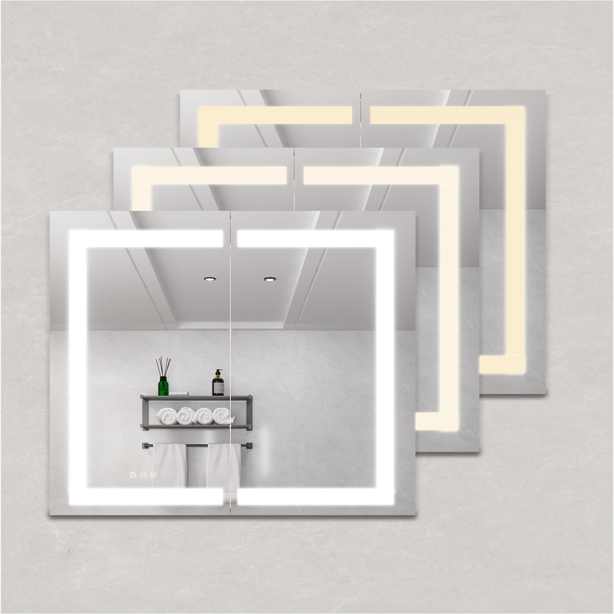 Medicine Cabinet With LED Vanity Mirror, Anti-Fog, Waterproof, Dimmable With Touch Switch