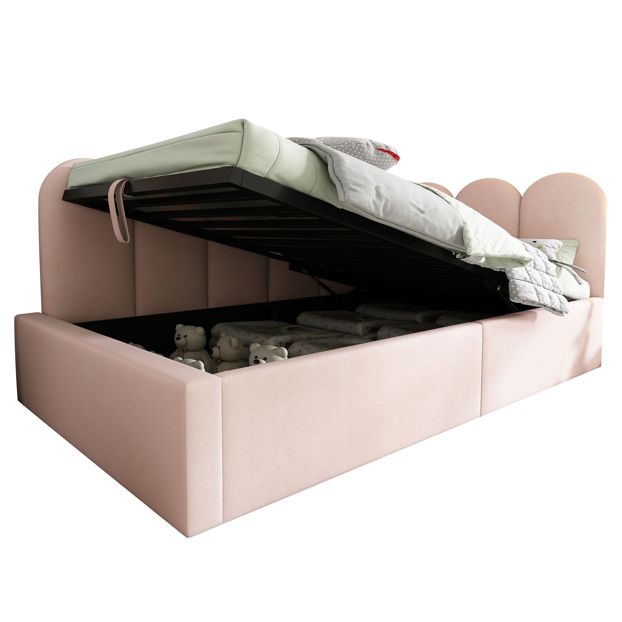 Upholstered Daybed With Metal Slatted Base